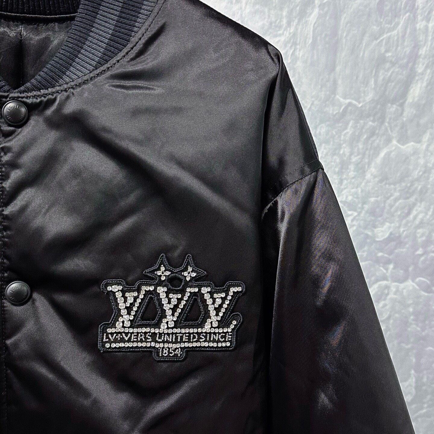 Louis Vuitton SS25 Rhinestone Logo Bomber Jacket — back