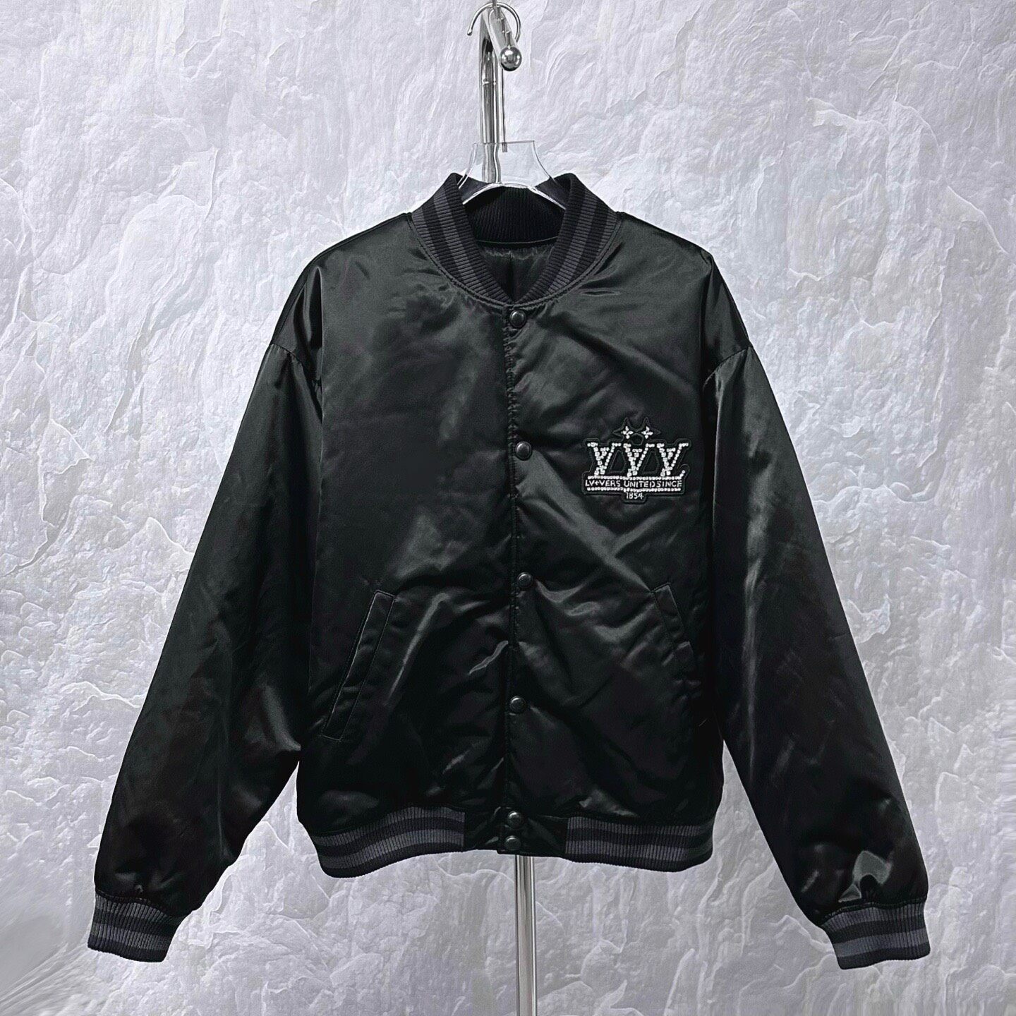 Louis Vuitton SS25 Rhinestone Logo Bomber Jacket — front