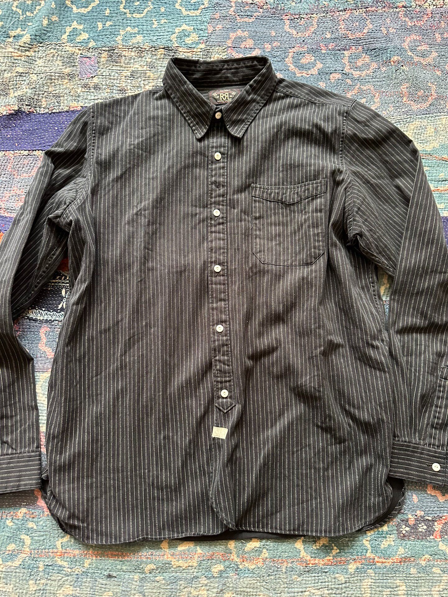 RRL Striped Long-Sleeve Button-Up Shirt XL