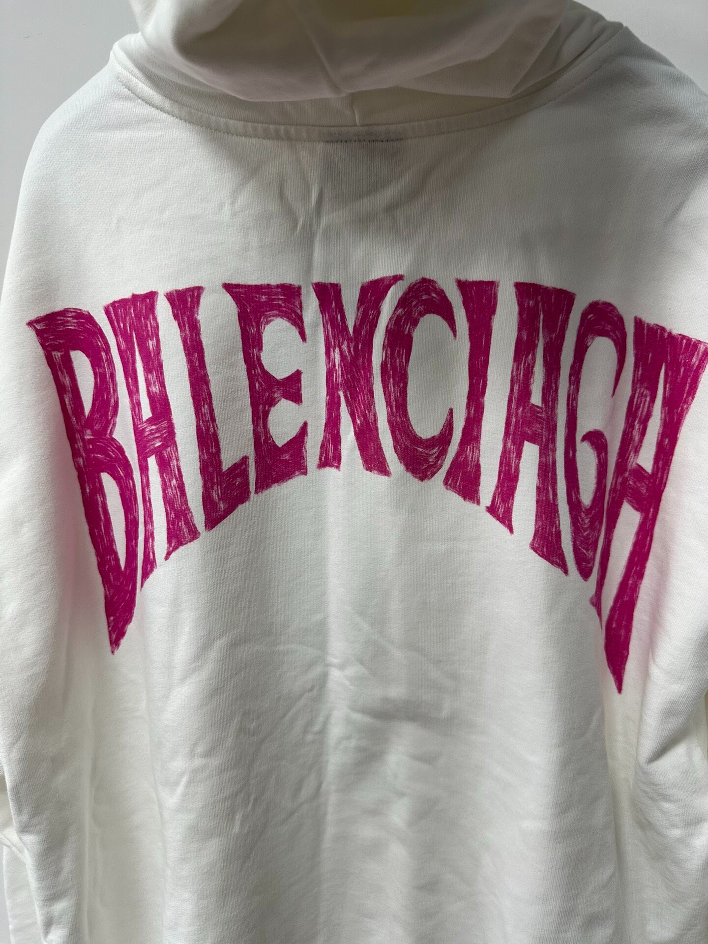 Balenciaga White Printed Long Sleeve Hoodie — detail