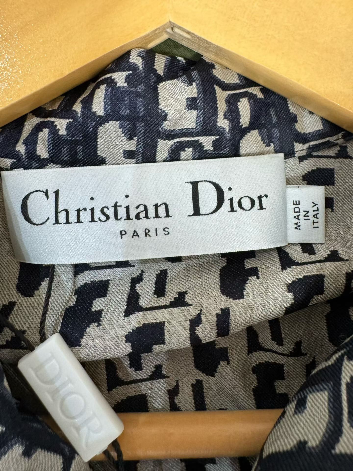 Dior Monogram Silk Short-Sleeve Shirt — detail