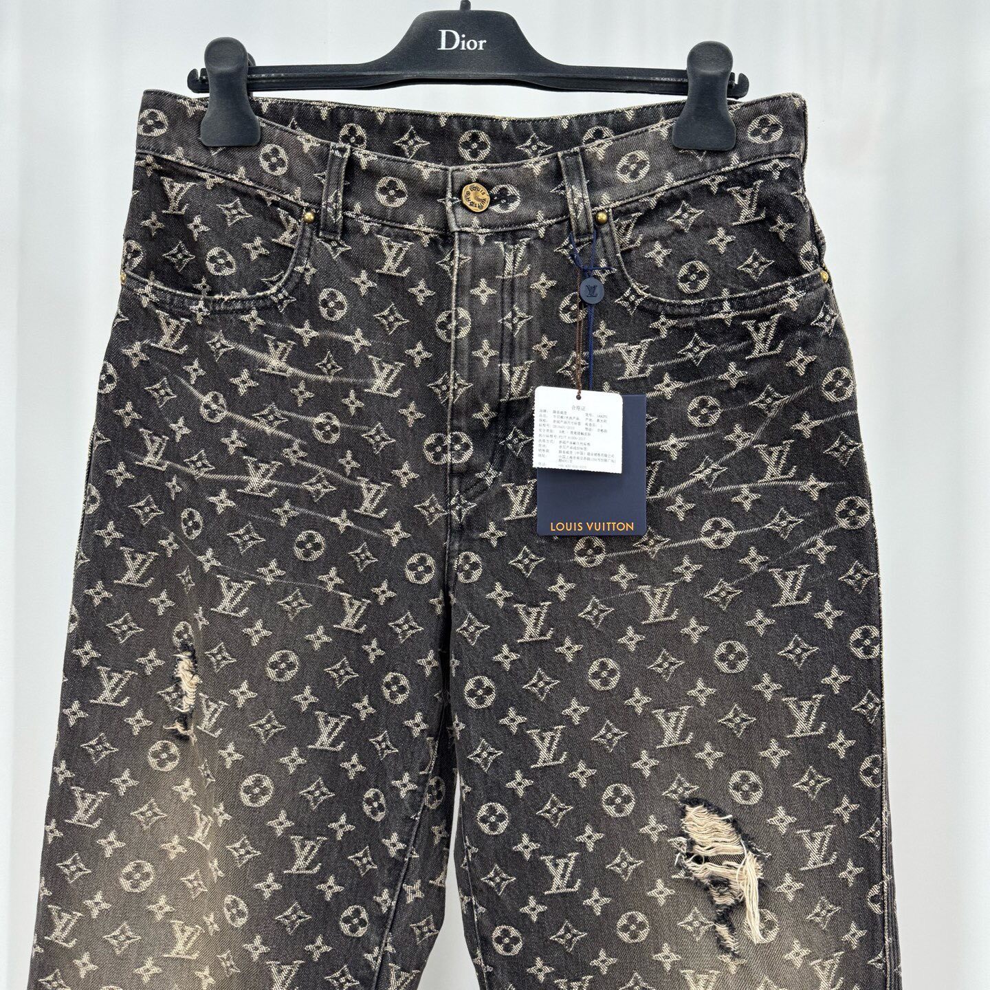 Louis Vuitton Dark Gray Monogram Jeans — detail