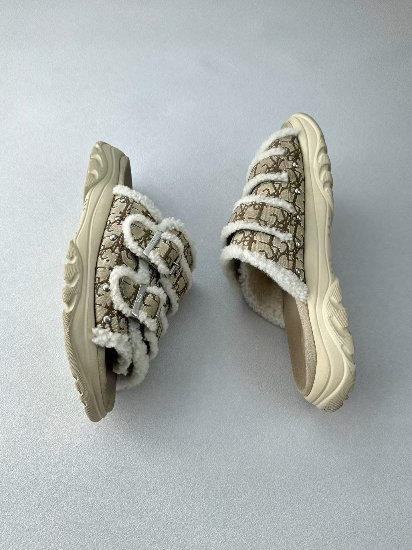 Dior x Travis Scott Brown Monogram Slides — back