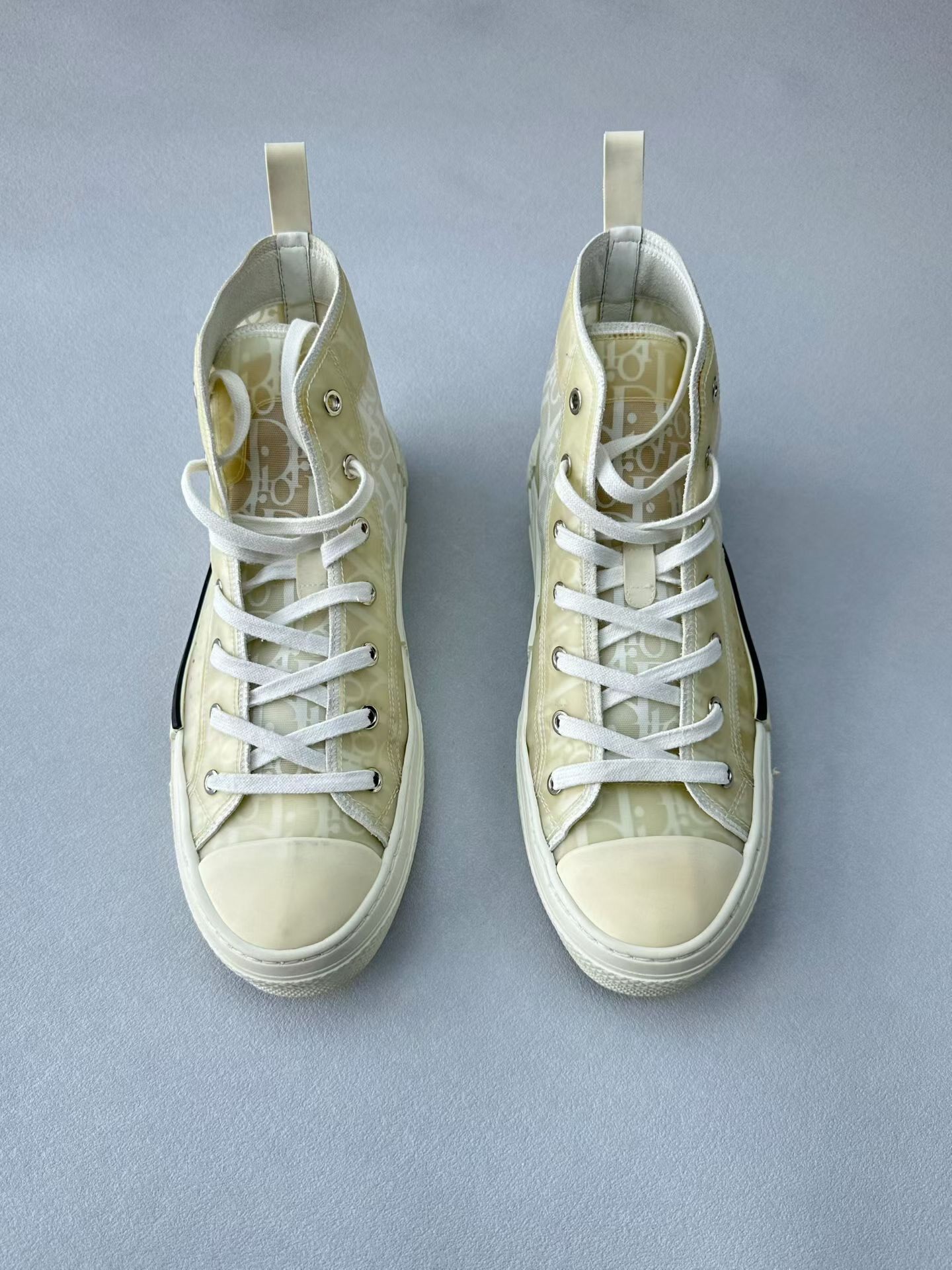 Dior White Monogram High-top Sneakers — front