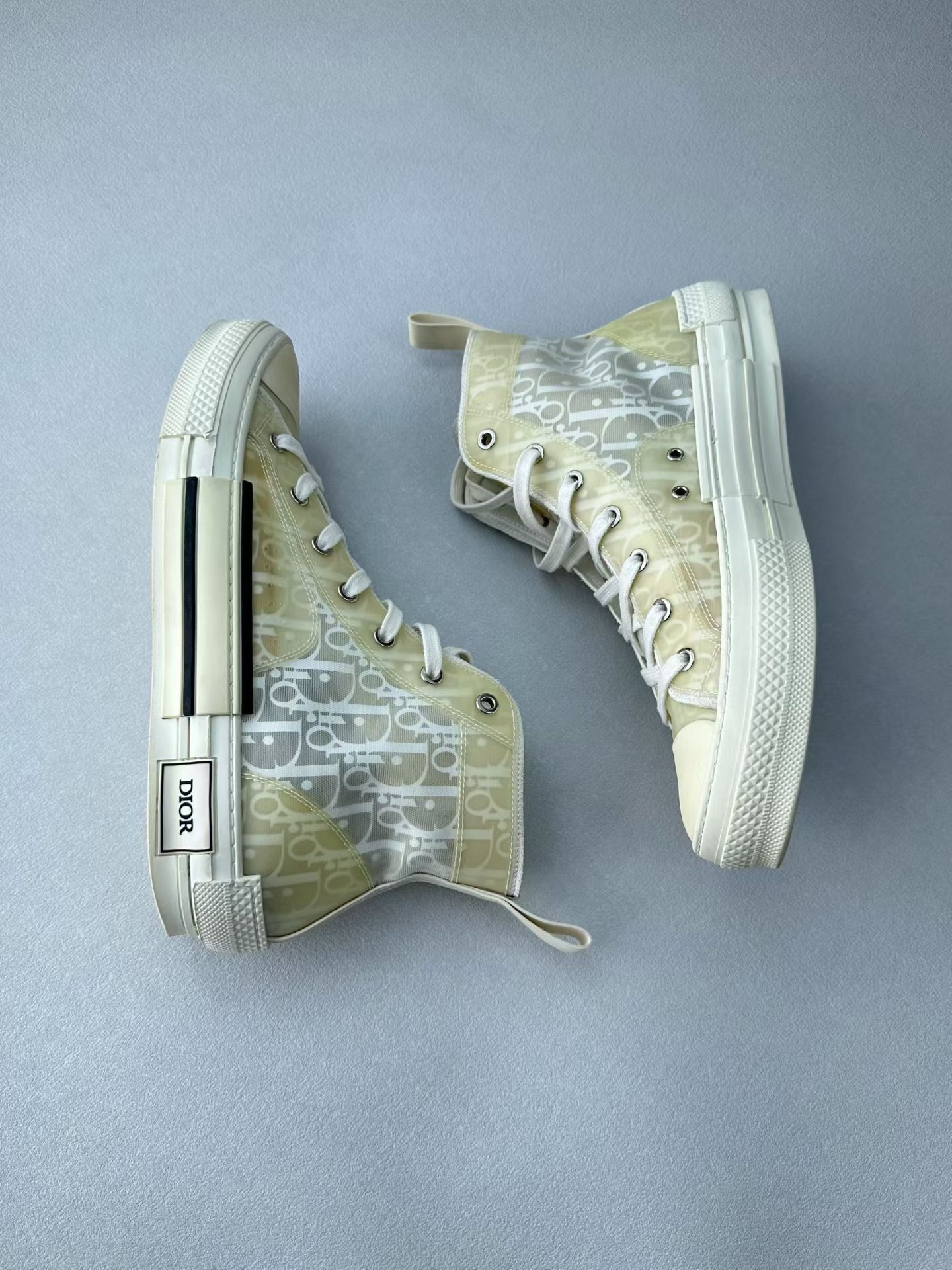 Dior White Monogram High-top Sneakers — back