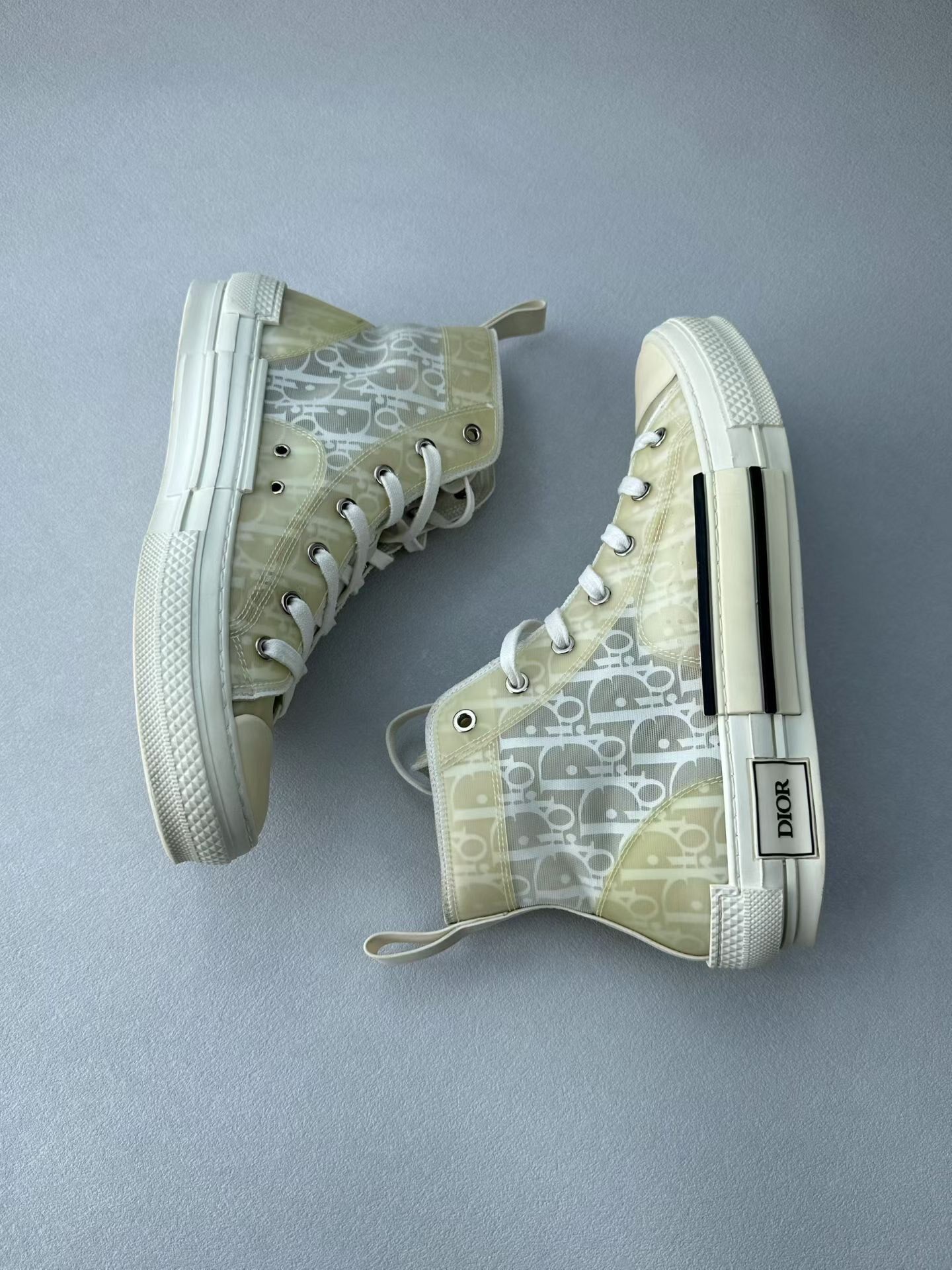 Dior White Monogram High-top Sneakers — detail