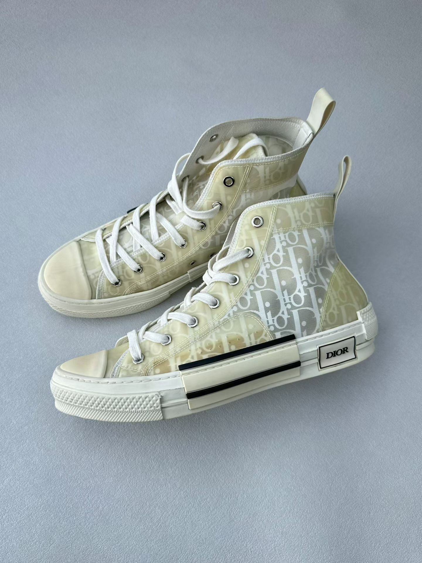Dior White Monogram High-top Sneakers