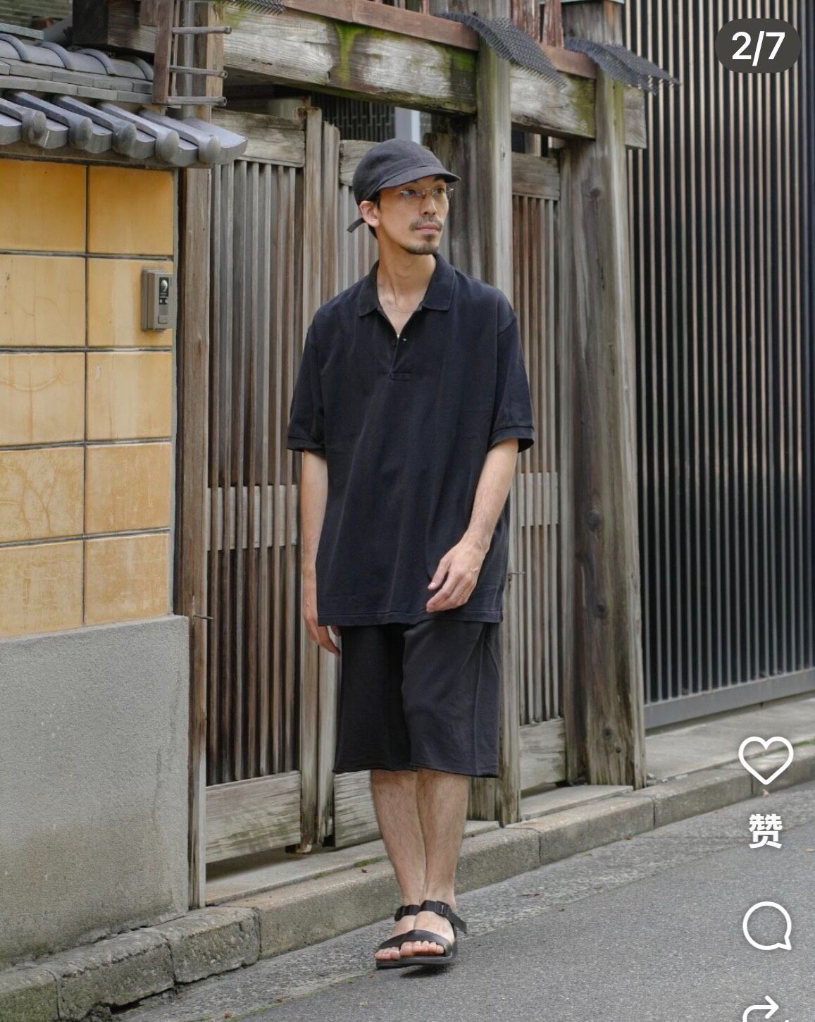 Comoli 26SS Oversized Black Polo Shirt