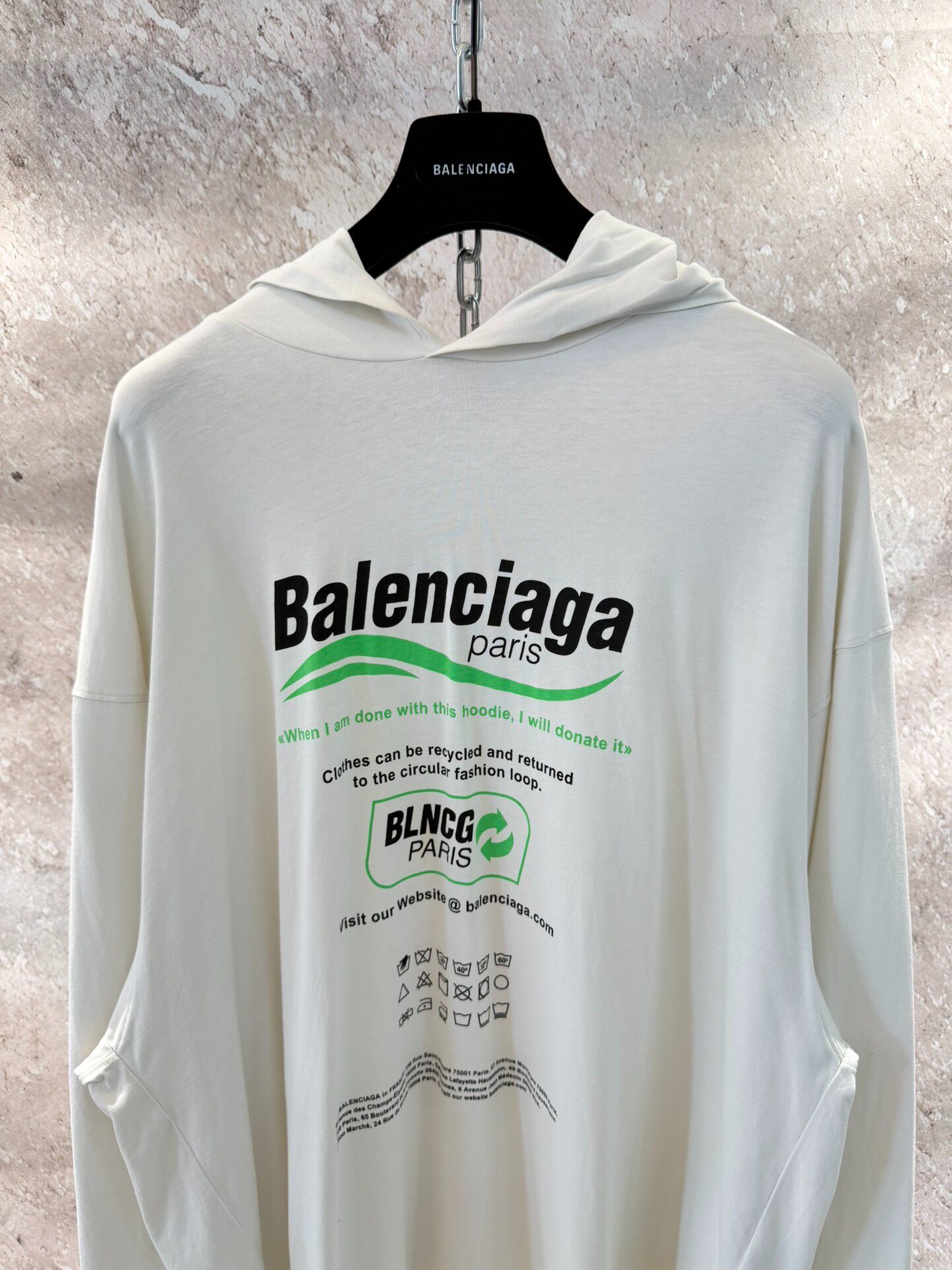 Balenciaga White Loose Hooded Sweatshirt — front