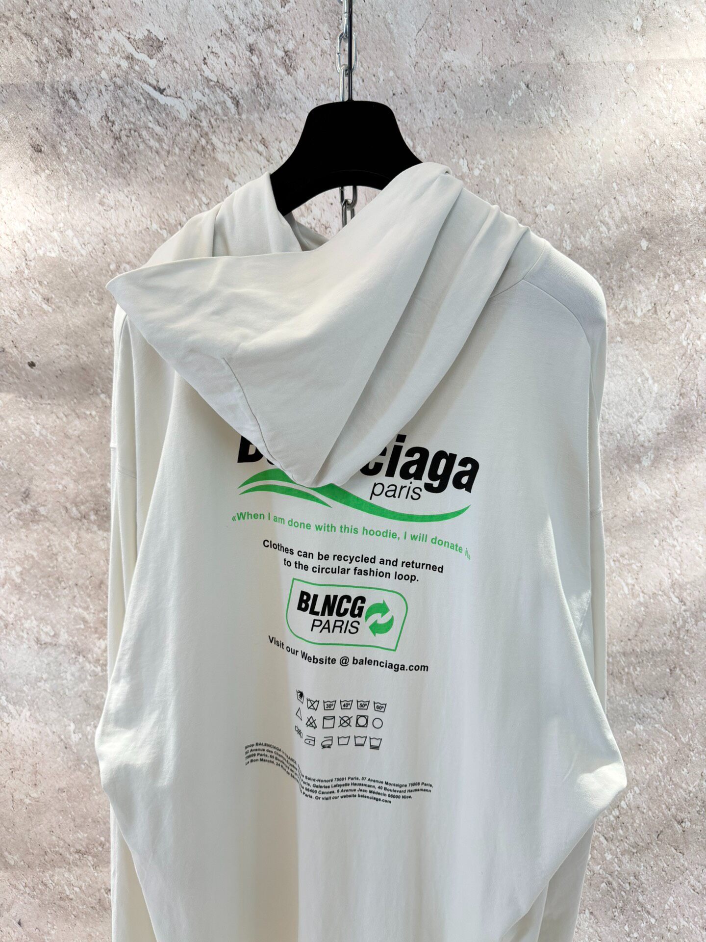 Balenciaga White Loose Hooded Sweatshirt — back