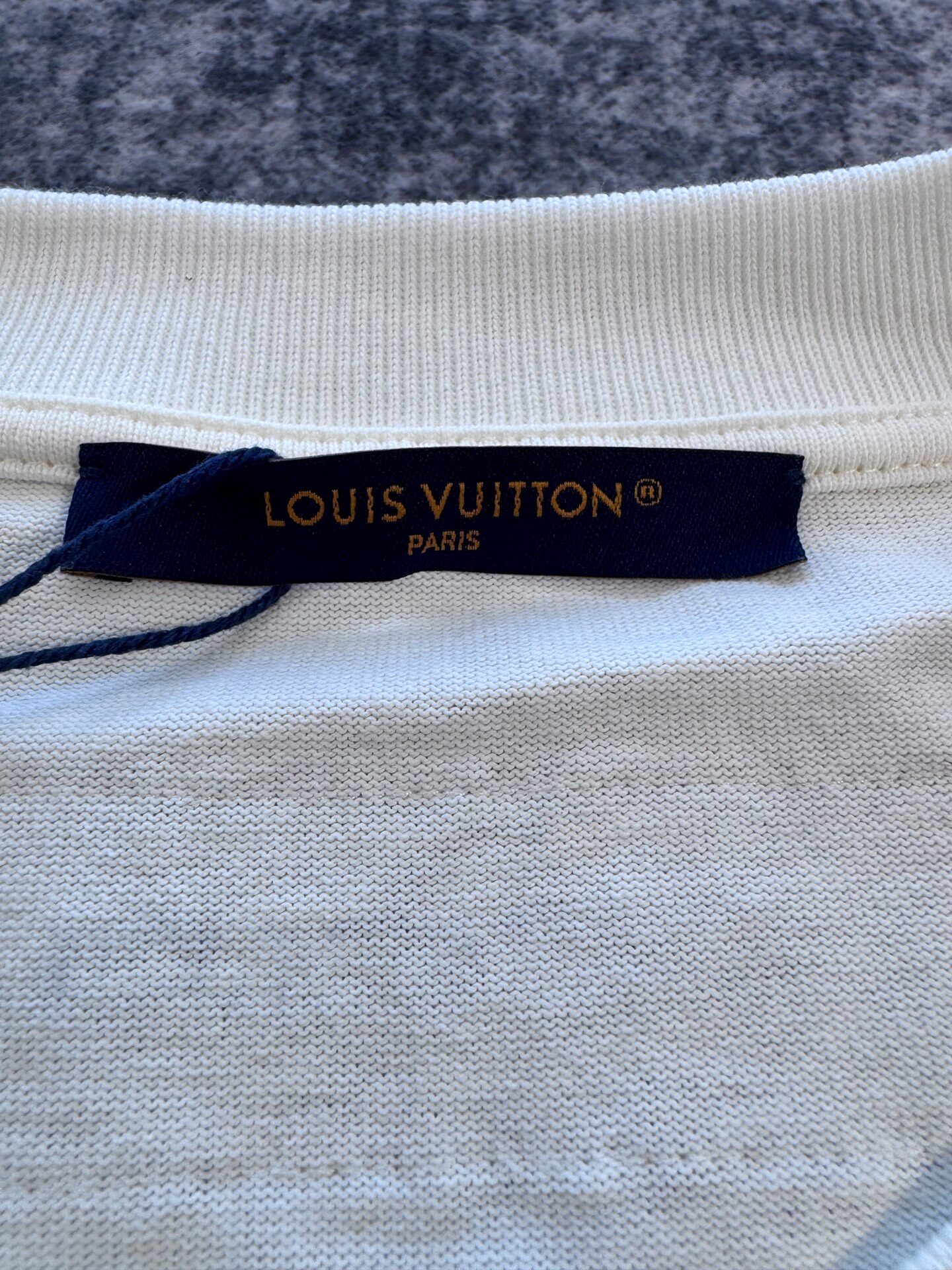 Louis Vuitton White Beaded Text Short-Sleeve Tee — back