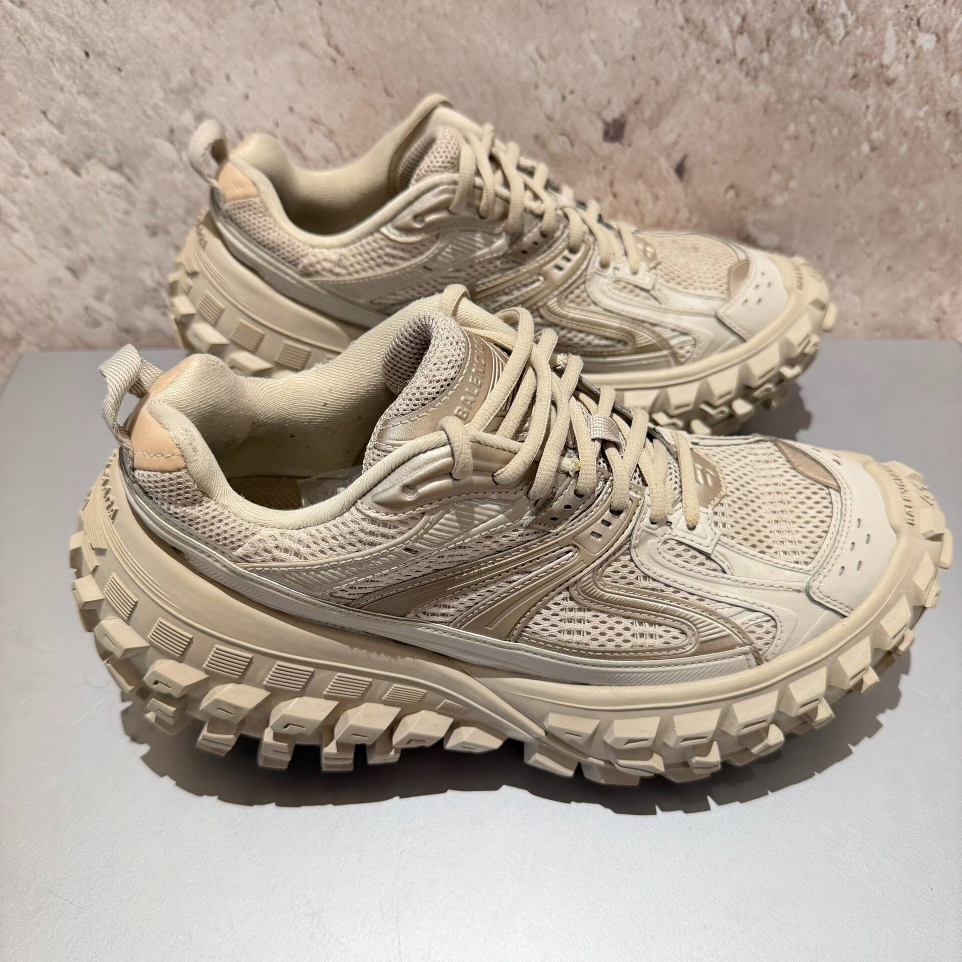 Balenciaga Beige Tire Sole Sneakers — back