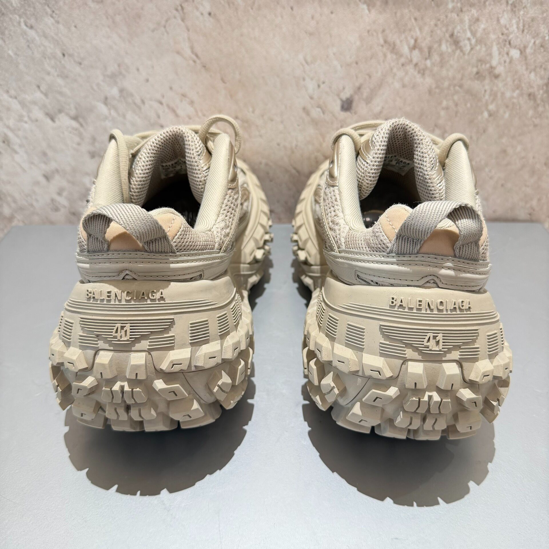 Balenciaga Beige Tire Sole Sneakers — label