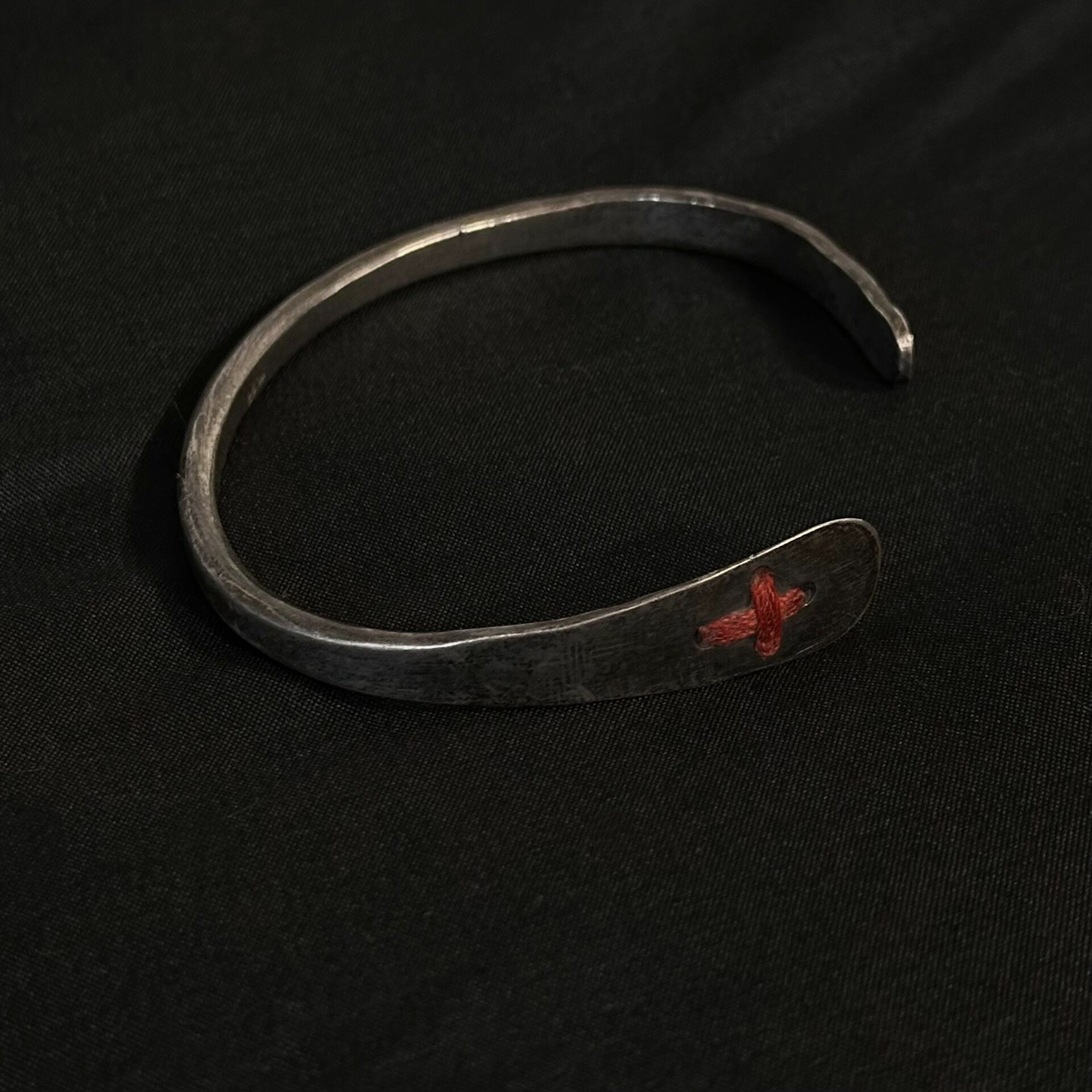m.a+ 925 Silver Red Cross Cord Bracelet