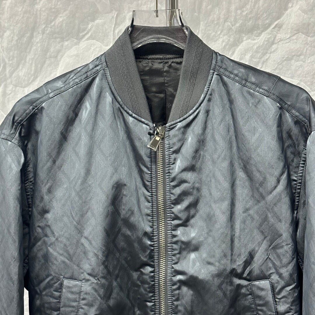 Dior Dark Gray Diamond Flight Jacket — front