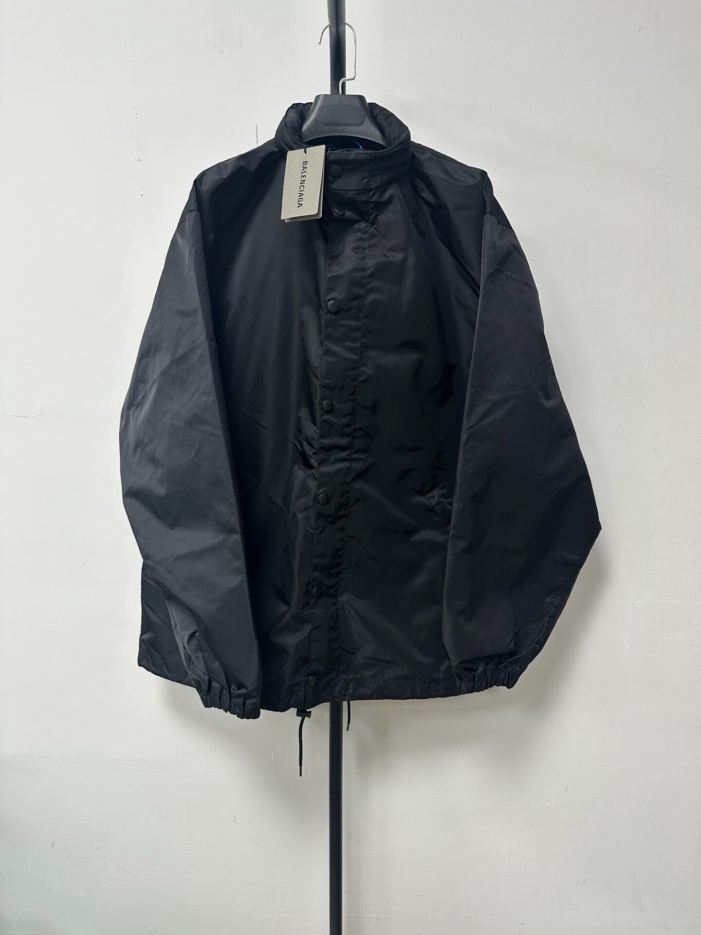 Balenciaga Men’s Black Logo Hooded Jacket — front