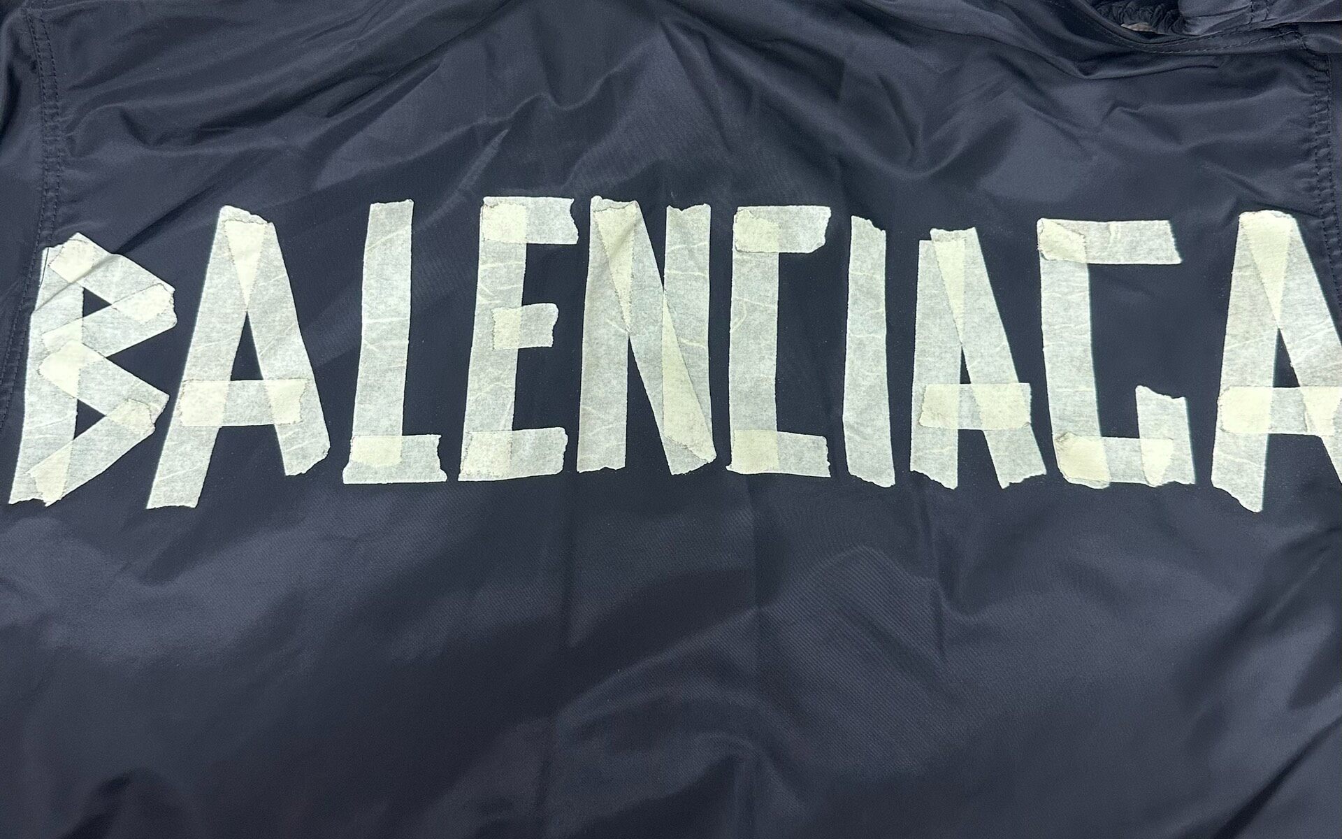 Balenciaga Men’s Black Logo Hooded Jacket — detail