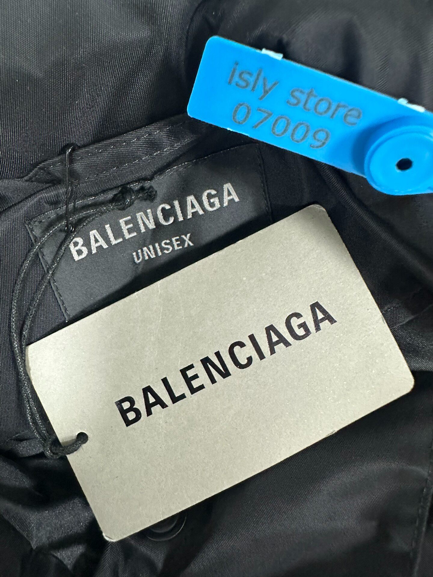 Balenciaga Men’s Black Logo Hooded Jacket — label