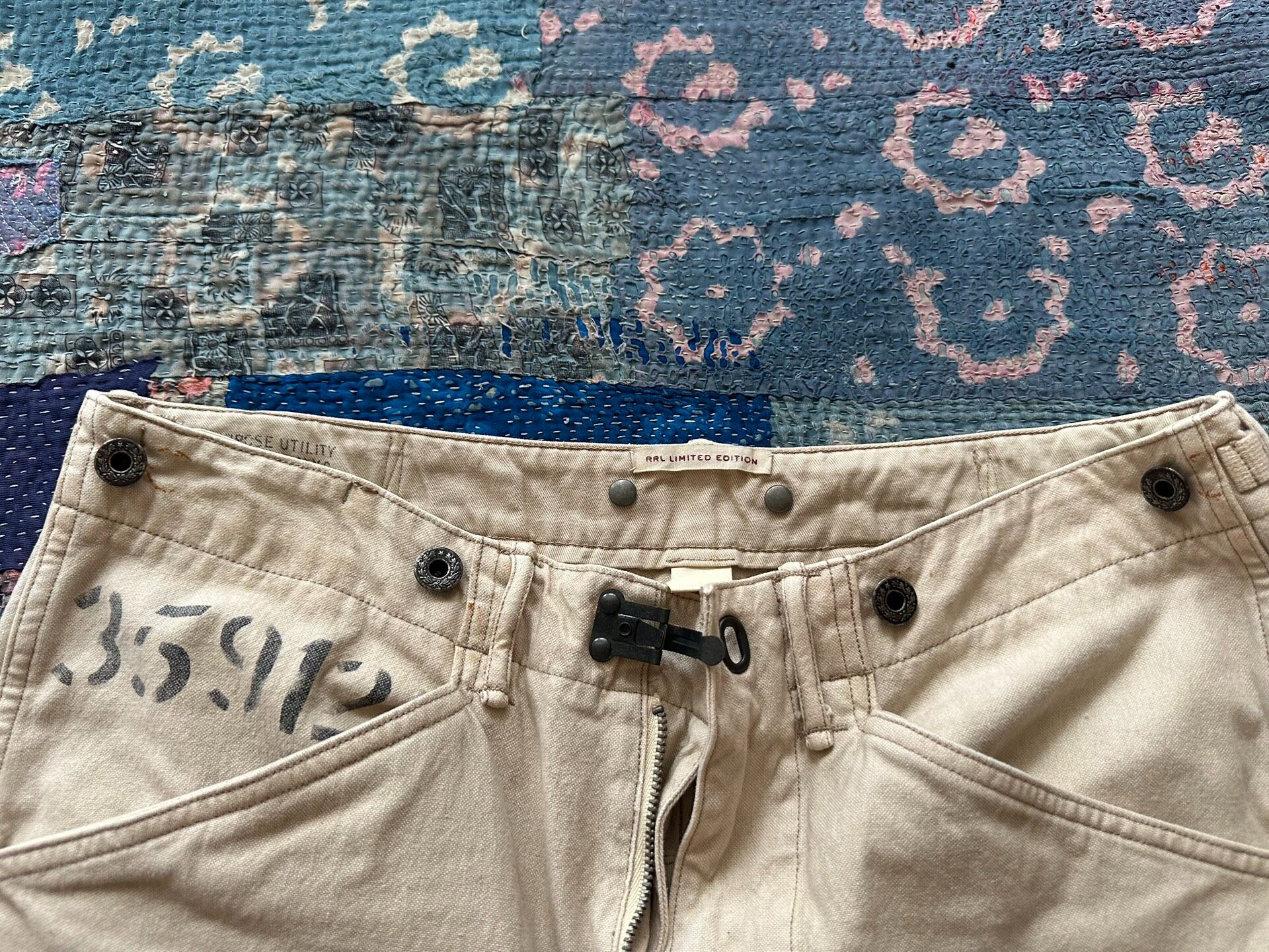 RRL Limited Edition Distressed Cargo Shorts — detail