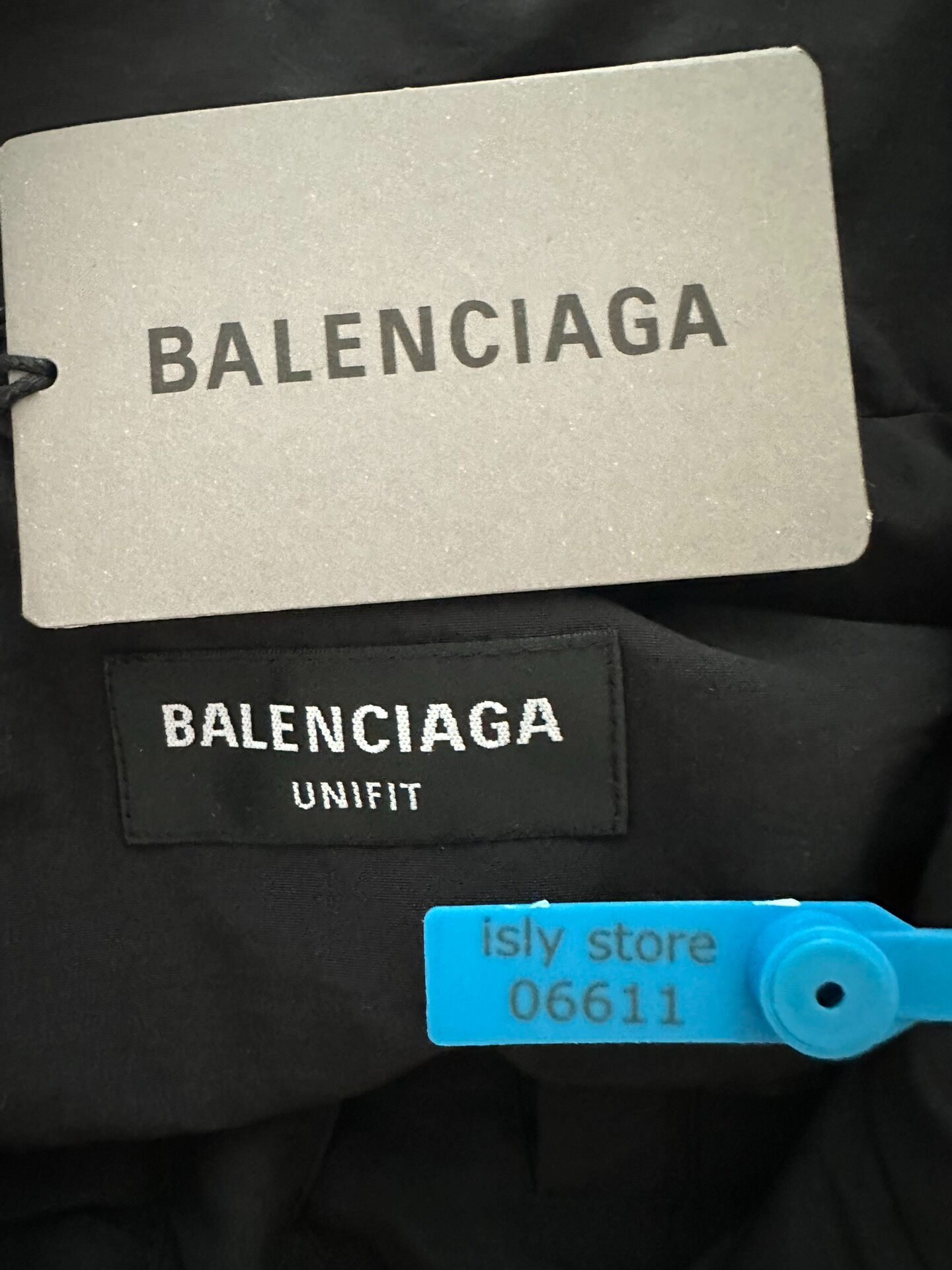 Balenciaga Men's Black Zip-Up Track Jacket — label