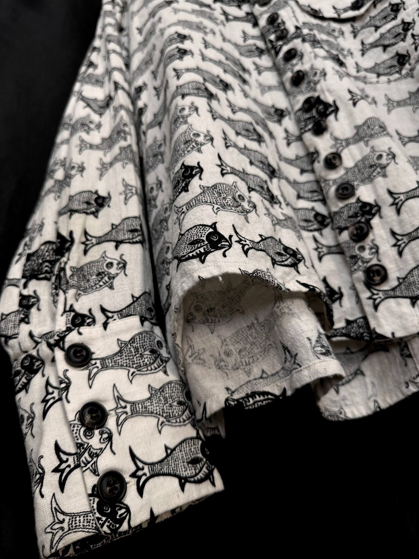 John Alexander Skelton 21AW Limited Fish Shirt — label