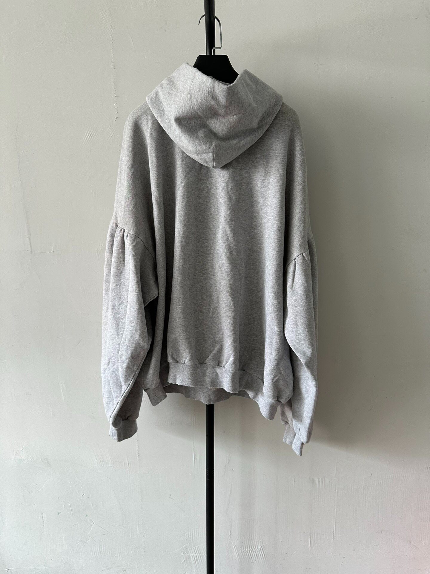 Balenciaga Gray Logo Print Hoodie — front