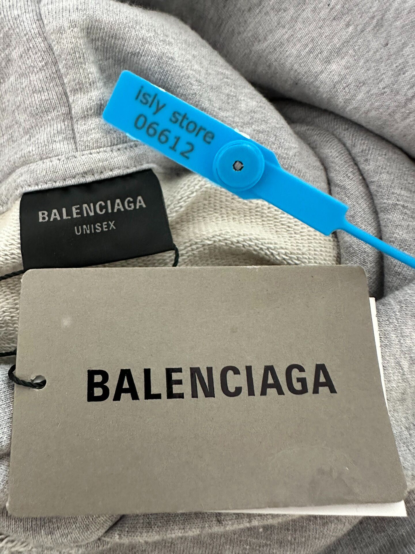 Balenciaga Gray Logo Print Hoodie — label