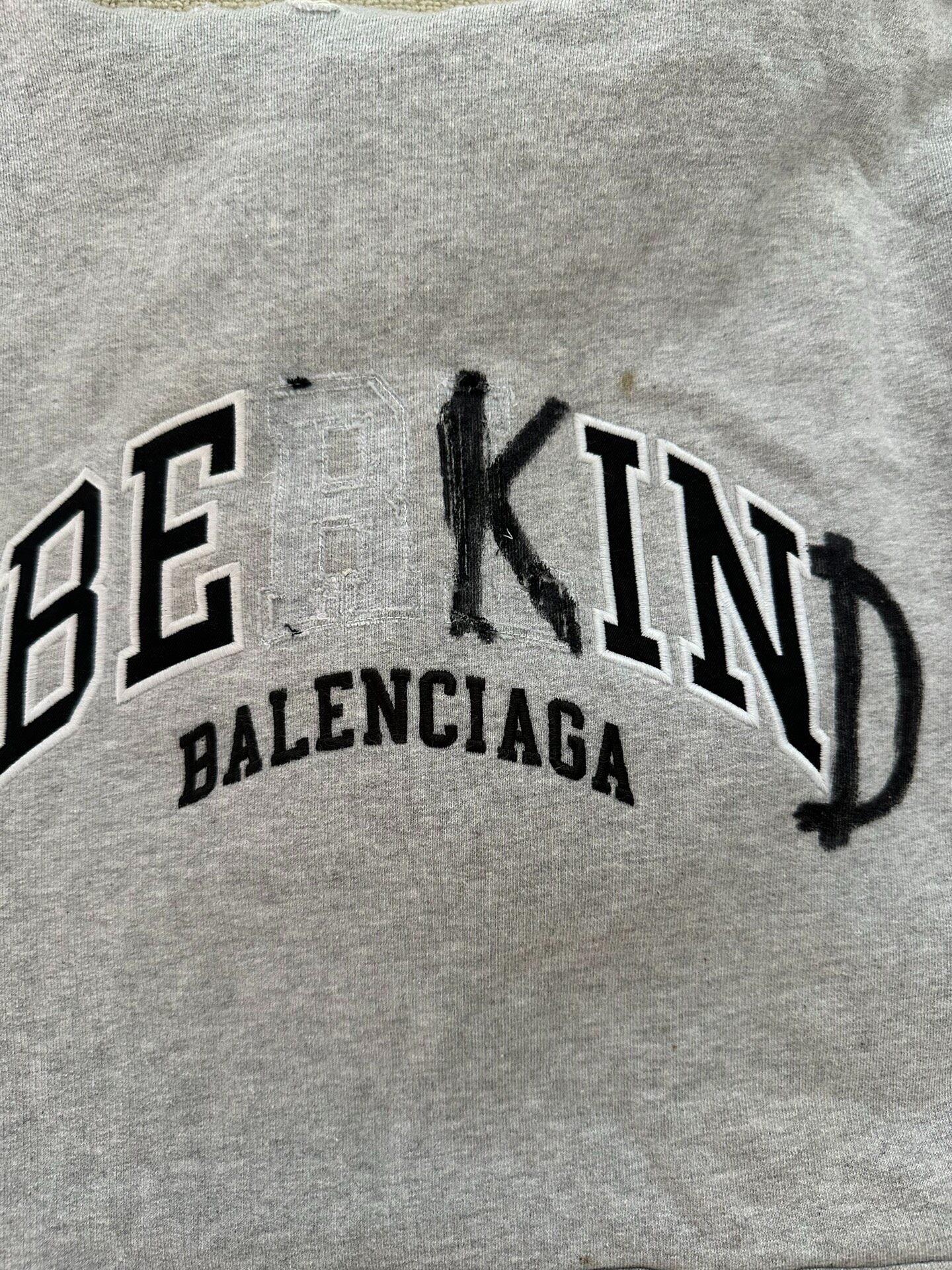Balenciaga Gray Logo Print Hoodie — detail
