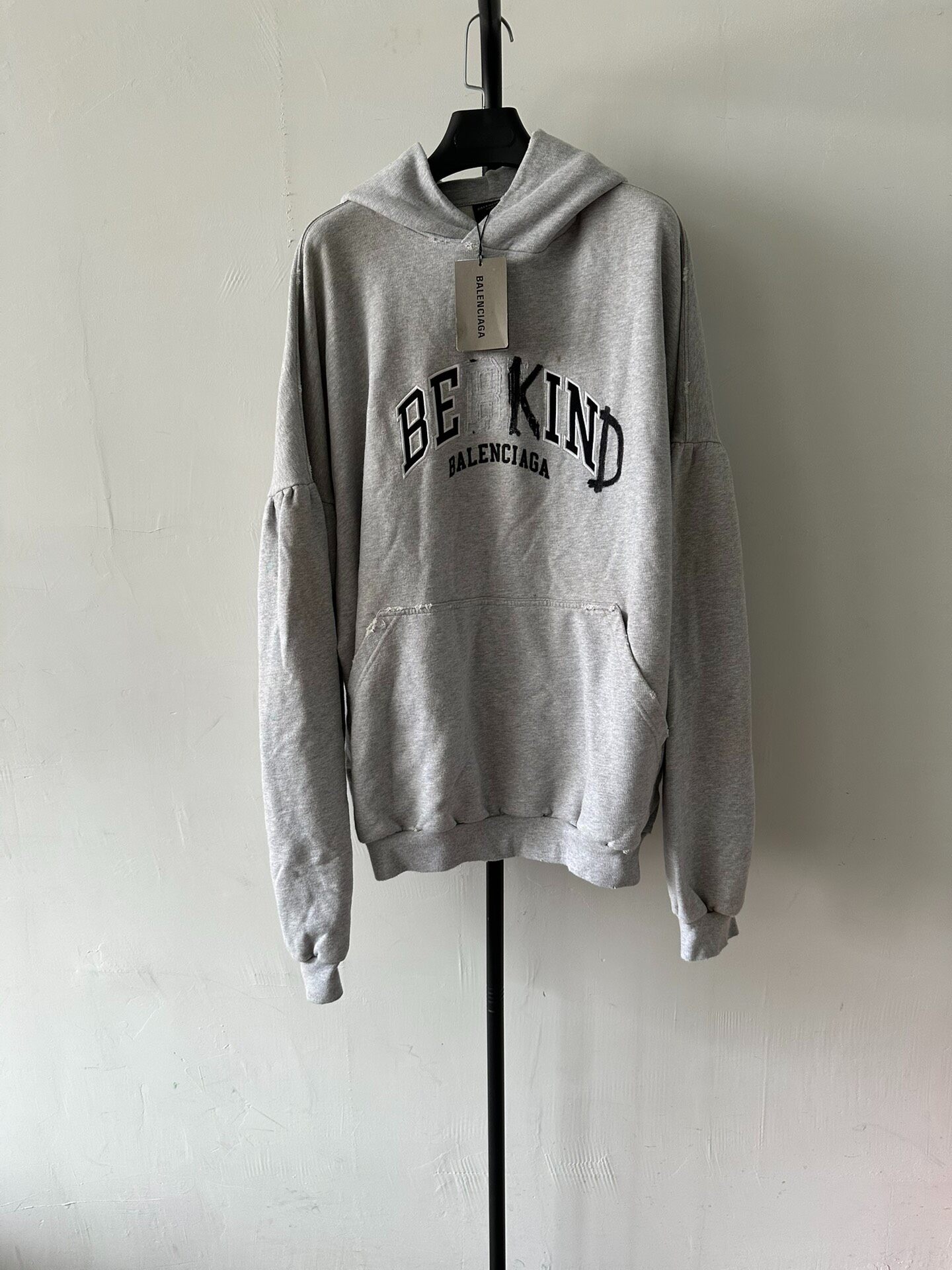Balenciaga Gray Logo Print Hoodie