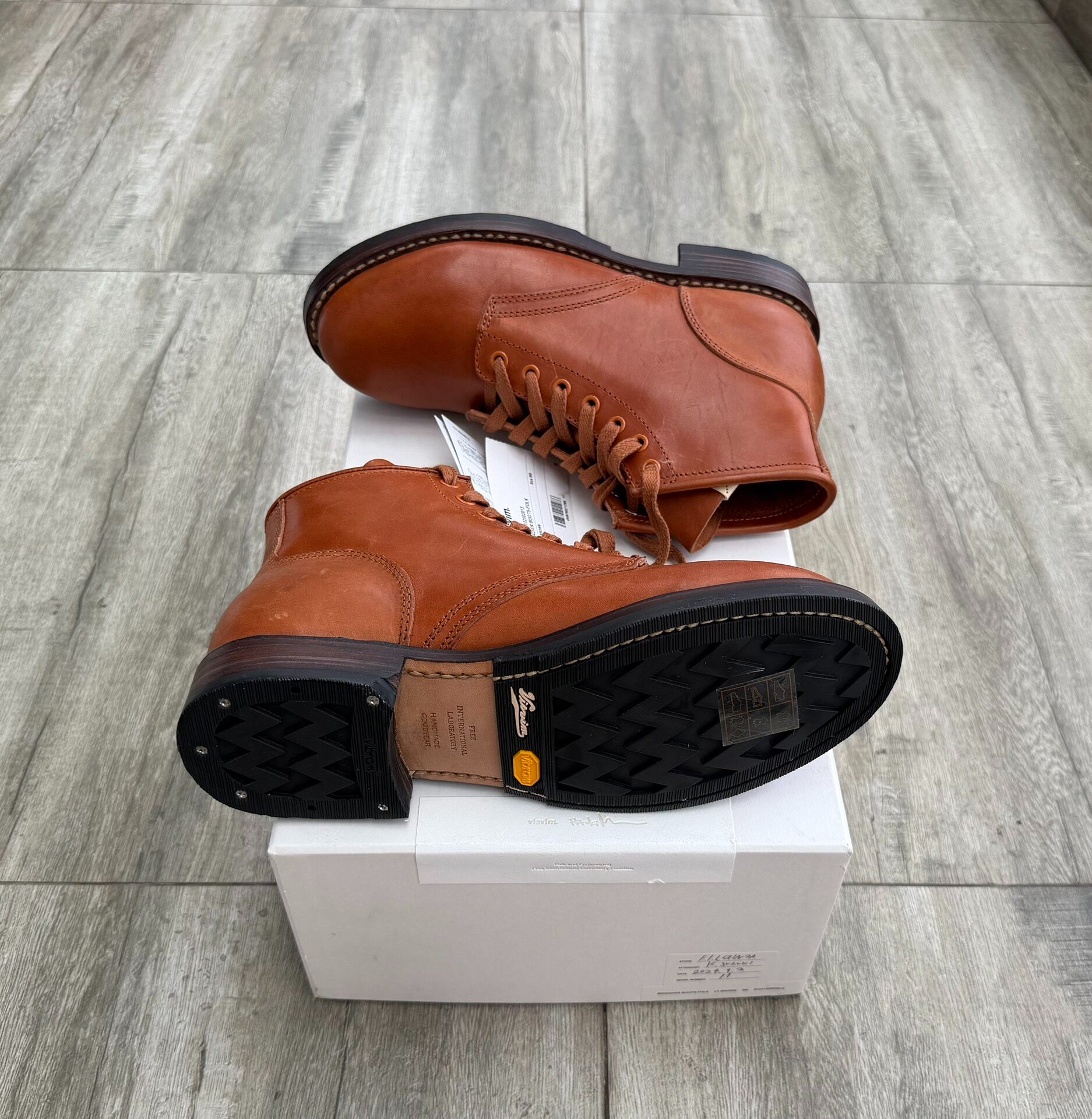 Visvim Brigadier Light Brown Boots — label