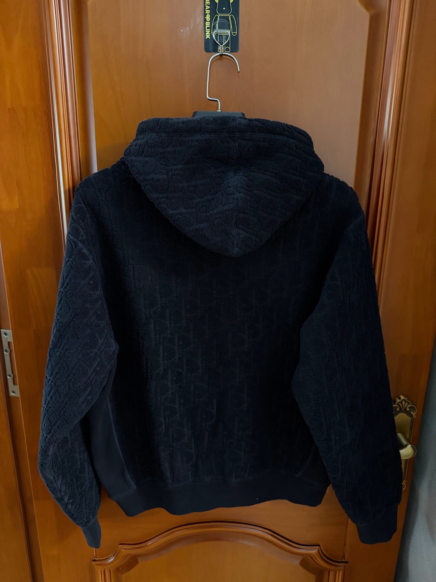 Dior Black All-Over Logo Terry Hoodie — front