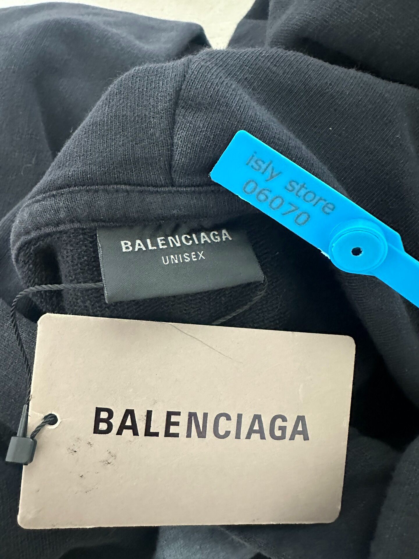 Balenciaga Black Oversized Heart Hoodie — label