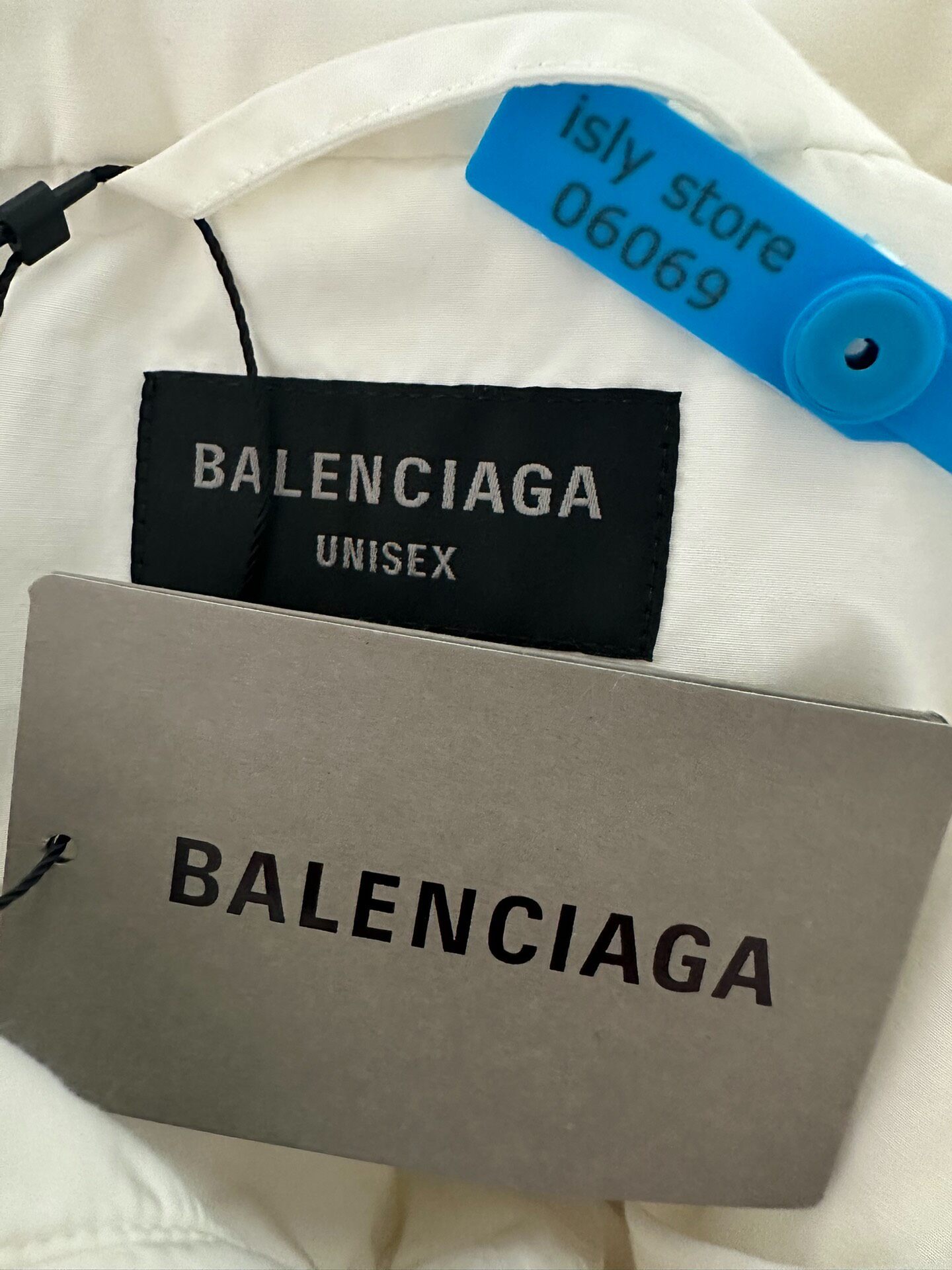 Balenciaga White Logo Zip-Up Jacket — label