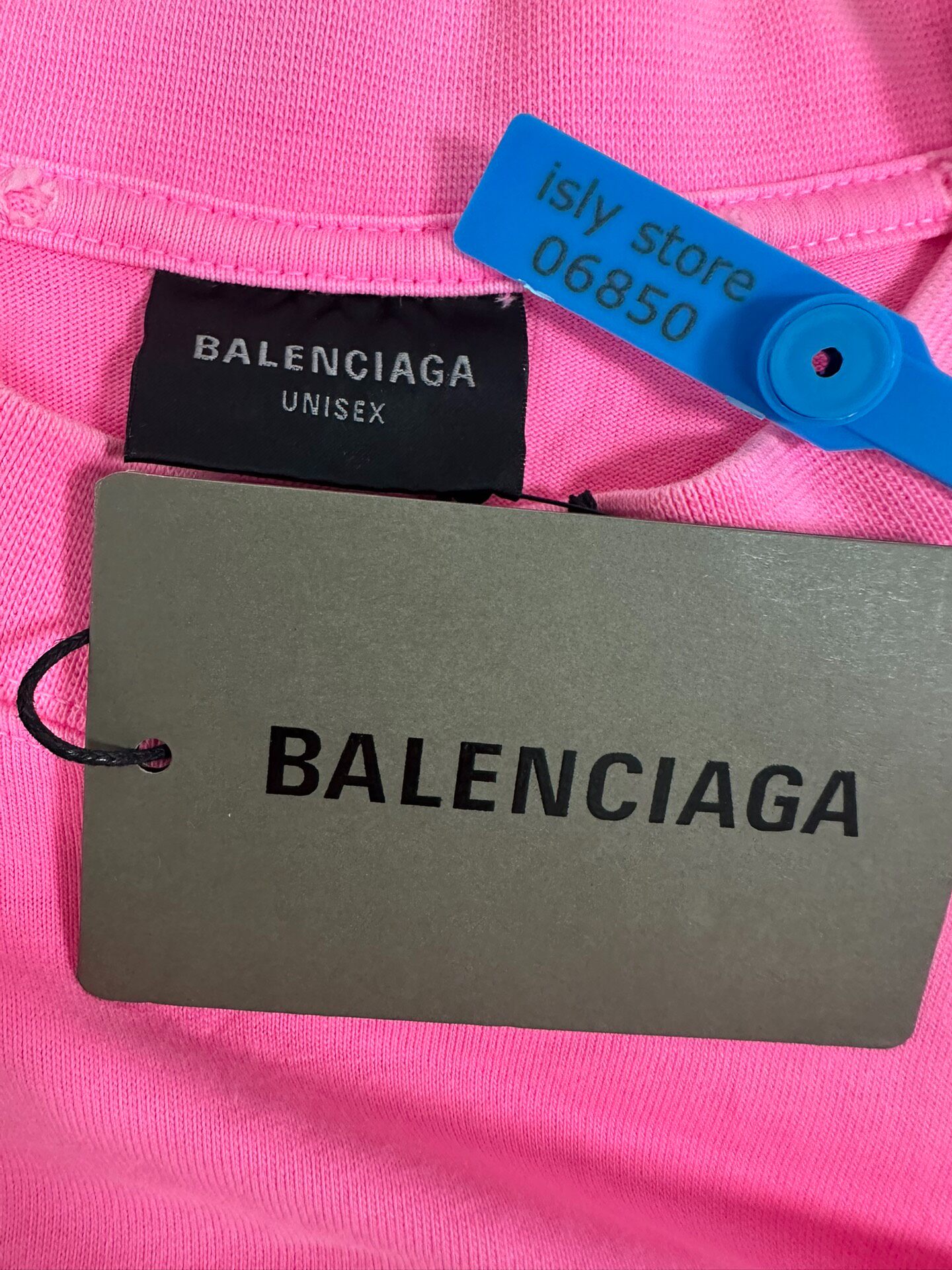Balenciaga Pink Women’s Scissor Logo T-Shirt — label