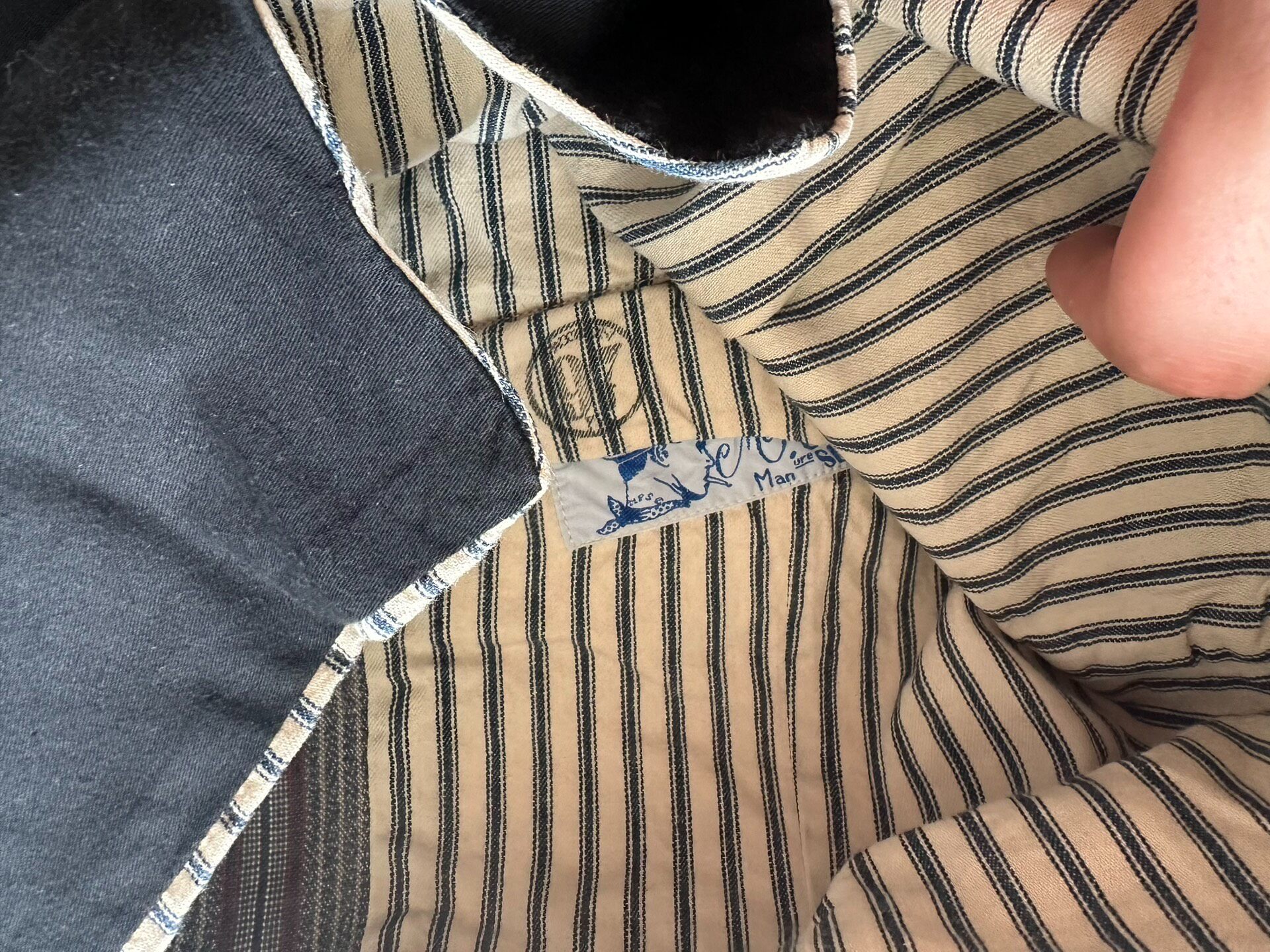 Mister Freedom Striped Straight-Leg Trousers — label