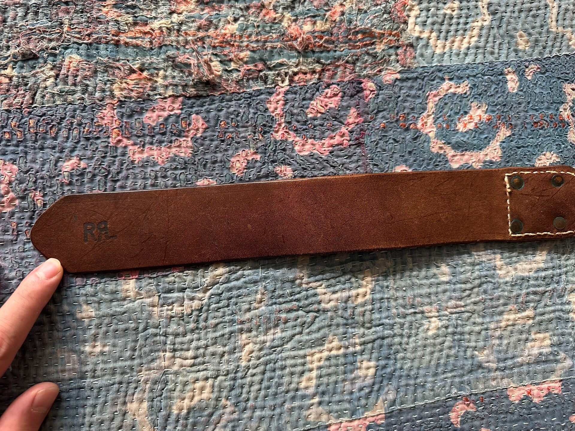 RRL Limited Edition Beige-Black Woven Belt — back