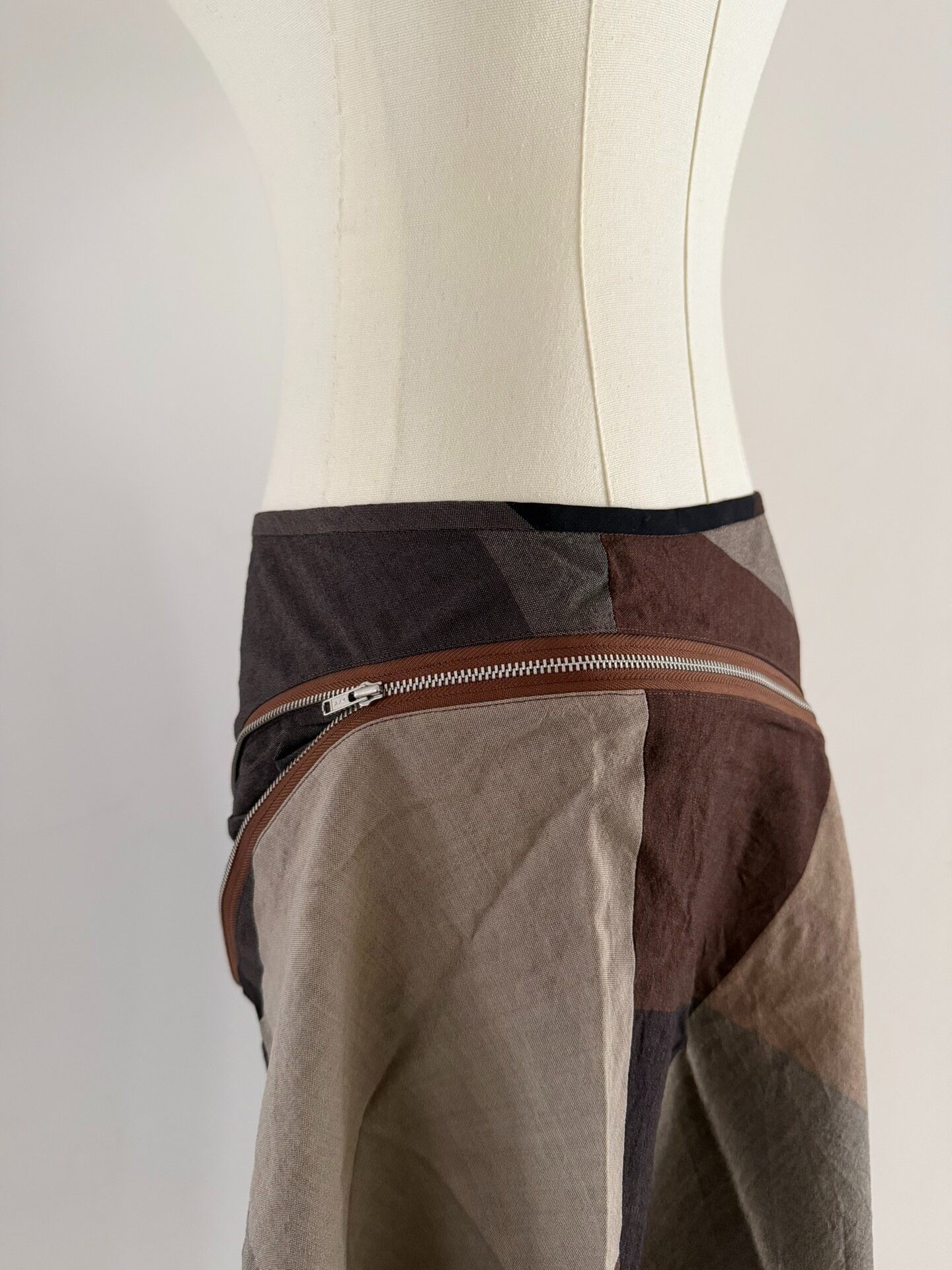Tricot CDG Geometric Zip Patchwork Skirt