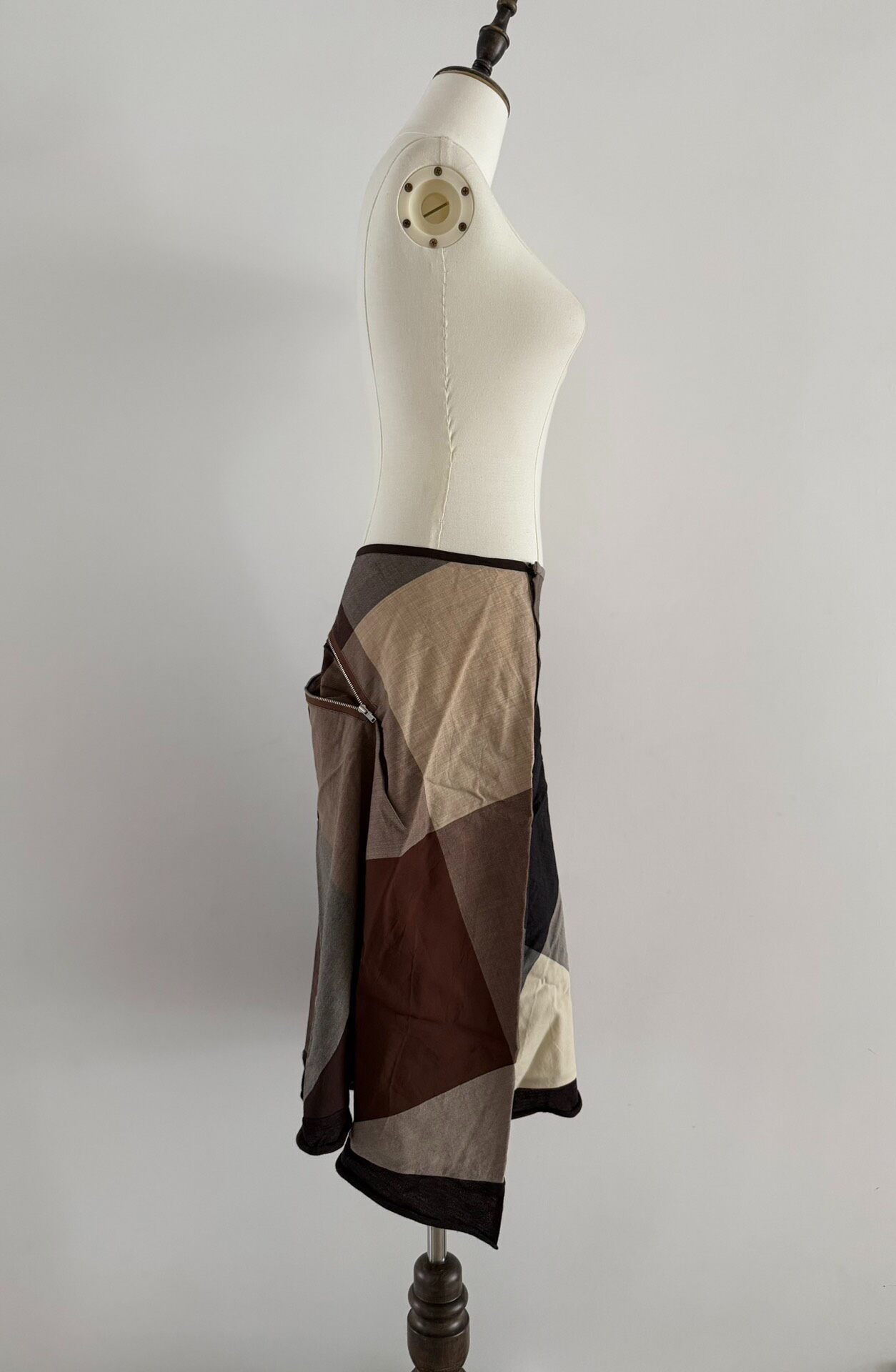 Tricot CDG Geometric Zip Patchwork Skirt — back