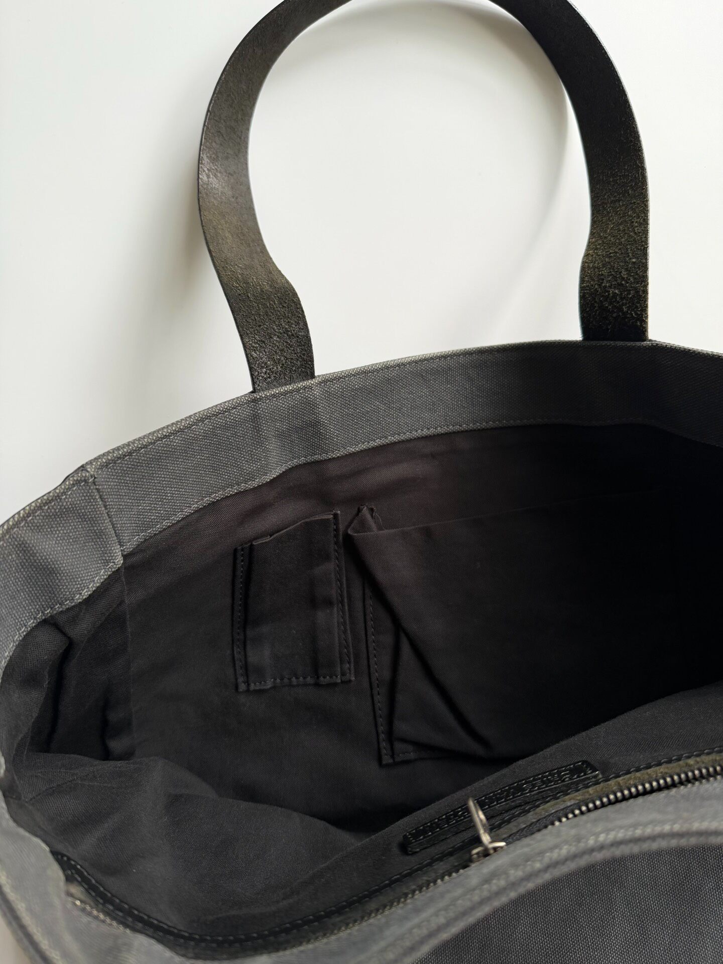 Dries Van Noten Canvas Leather Tote Bag — label