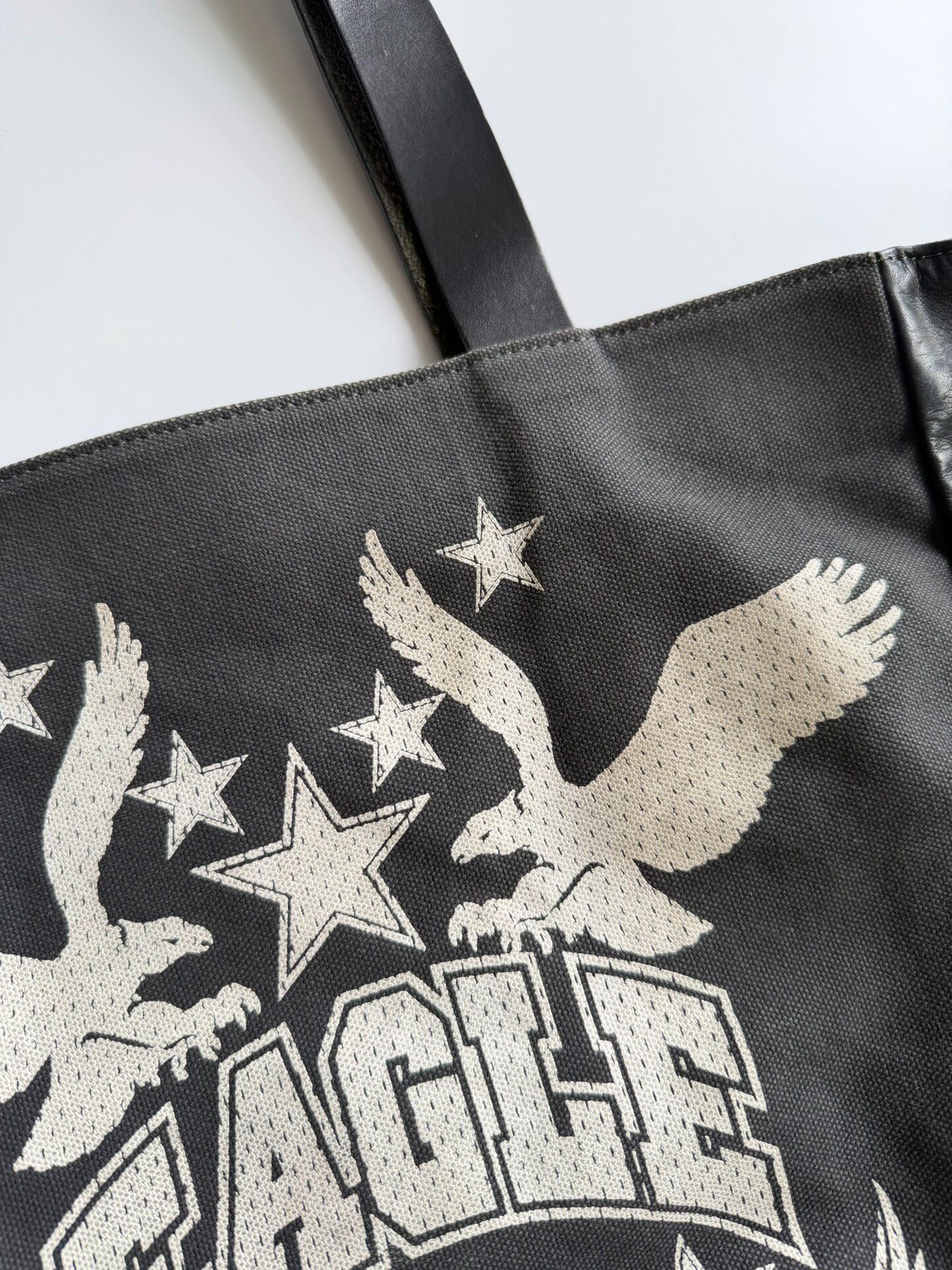 Dries Van Noten Canvas Leather Tote Bag — detail