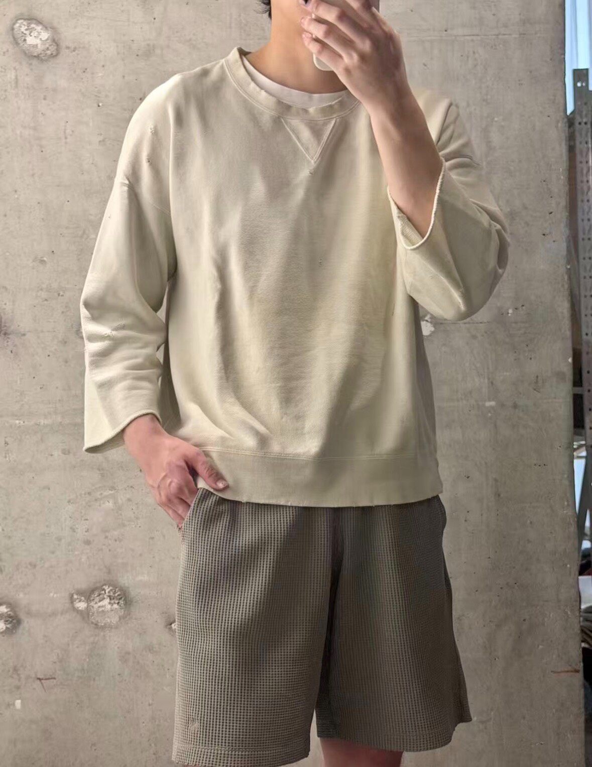 VISVIM Jumbo SB 3/4 Ivory Sweatshirt — front