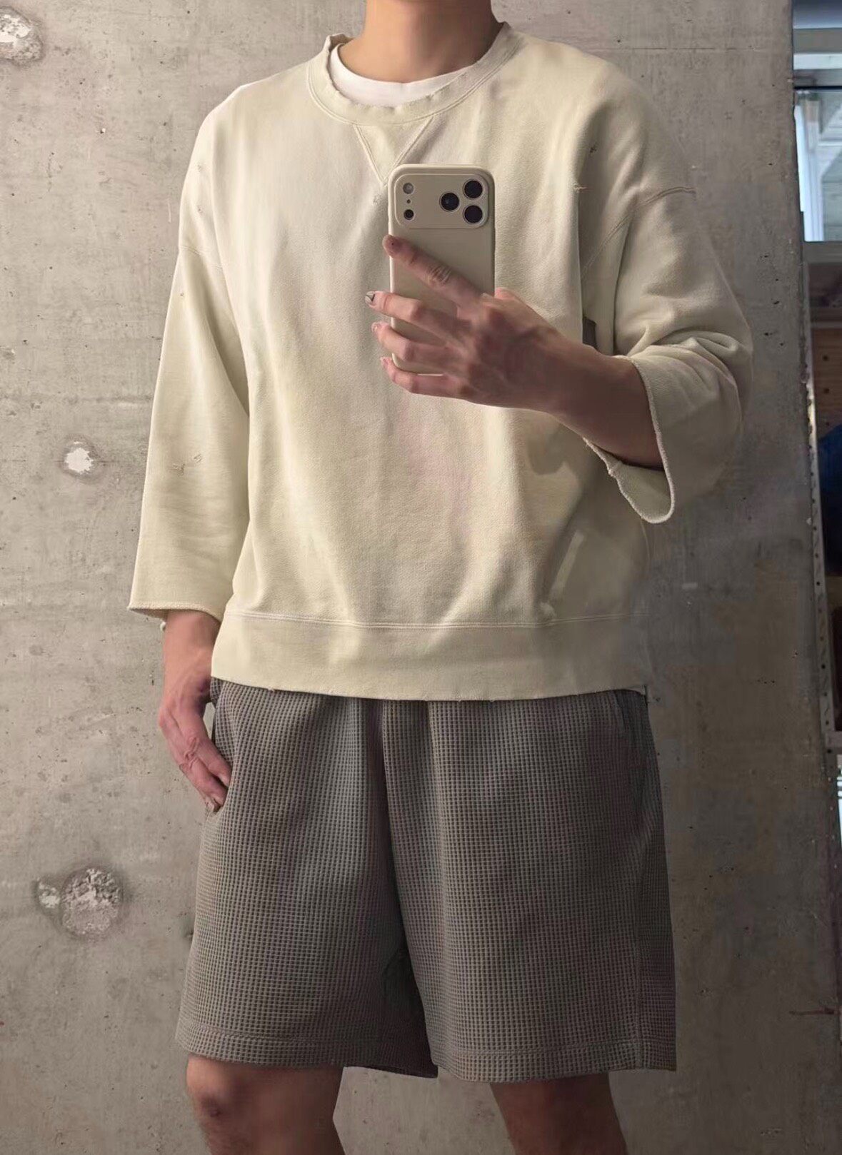 VISVIM Jumbo SB 3/4 Ivory Sweatshirt — detail