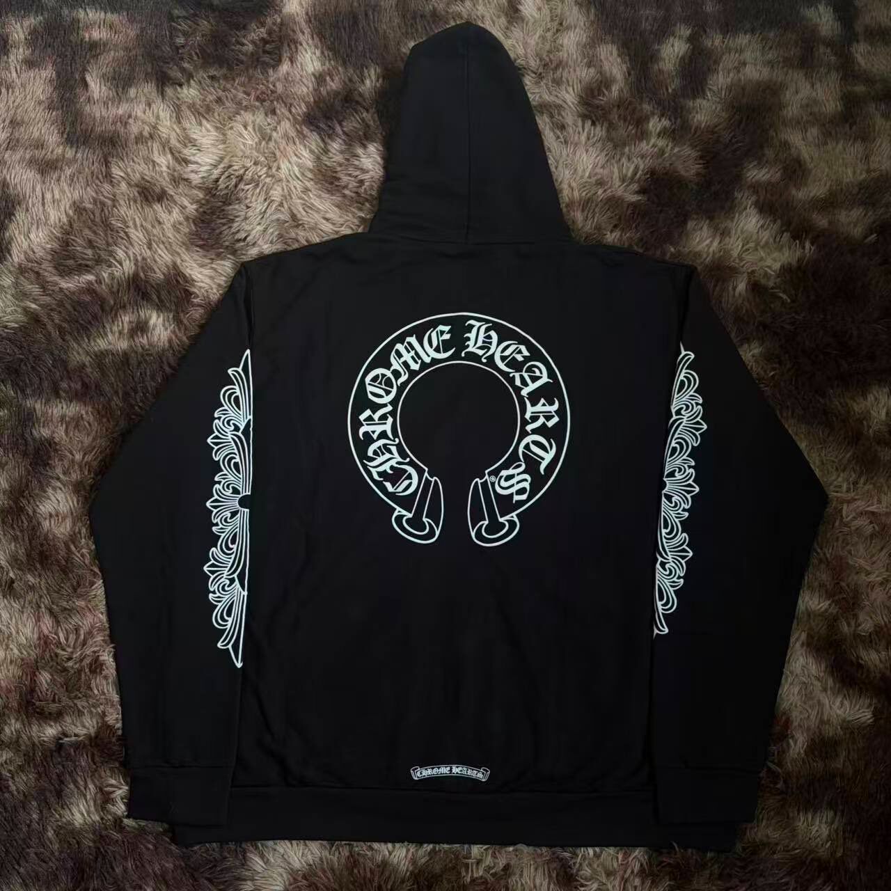 Chrome Hearts Logo Print Zip Hoodie — front