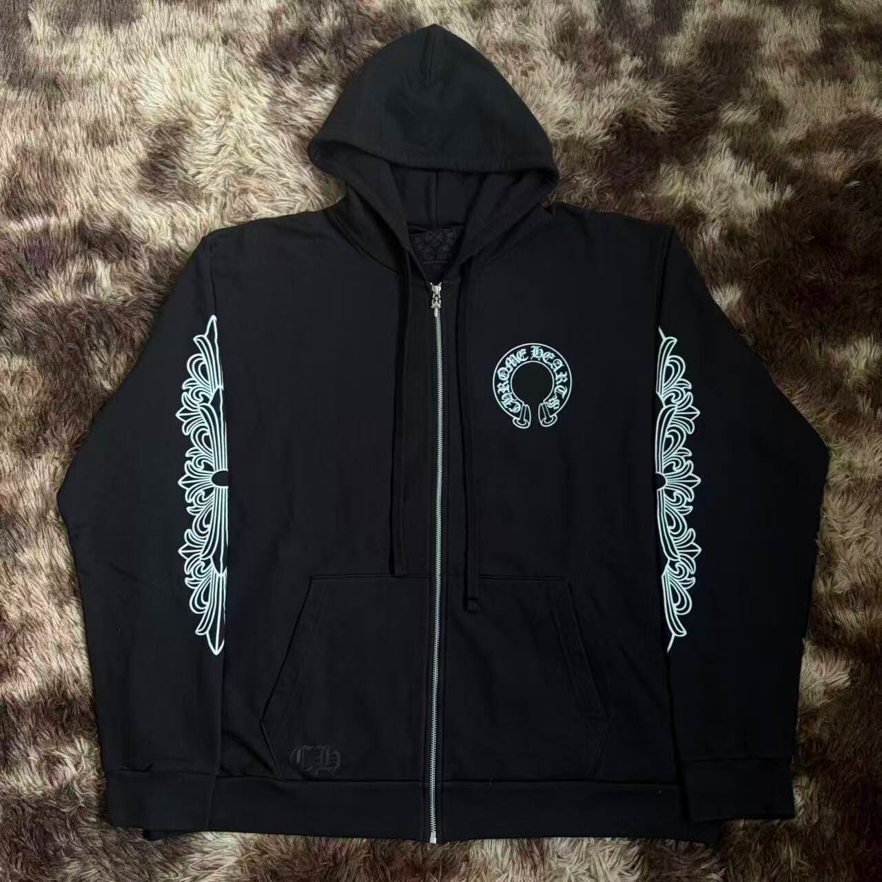 Chrome Hearts Logo Print Zip Hoodie