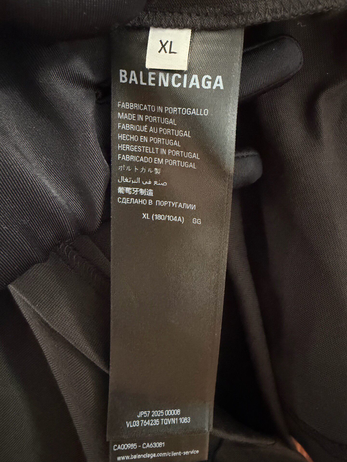 Balenciaga Black Reflective Logo Tee — label