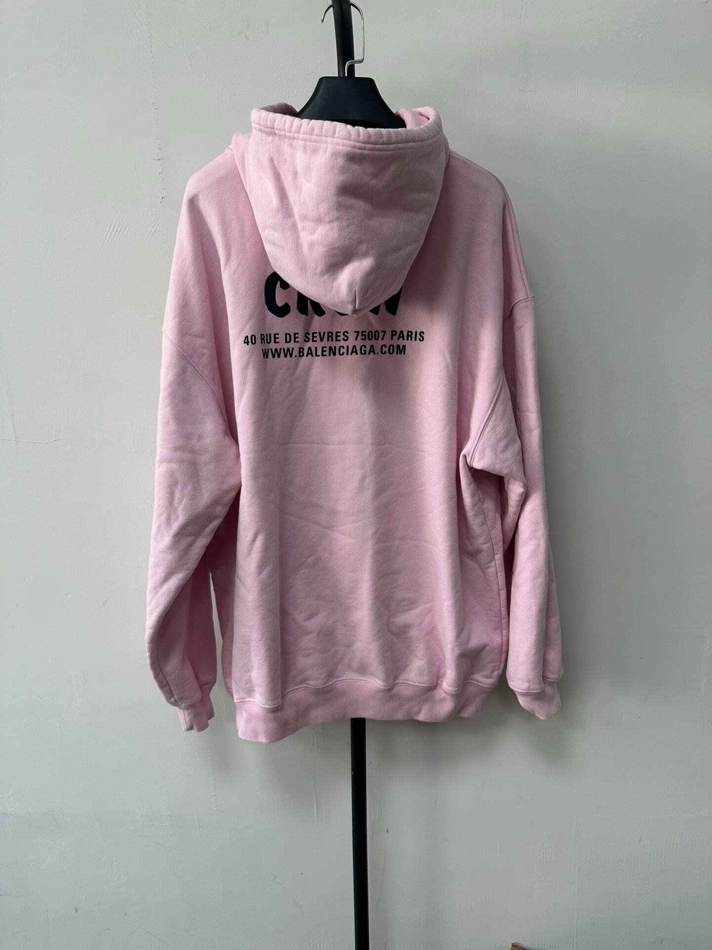 Balenciaga Pink Crew Logo Hoodie — front