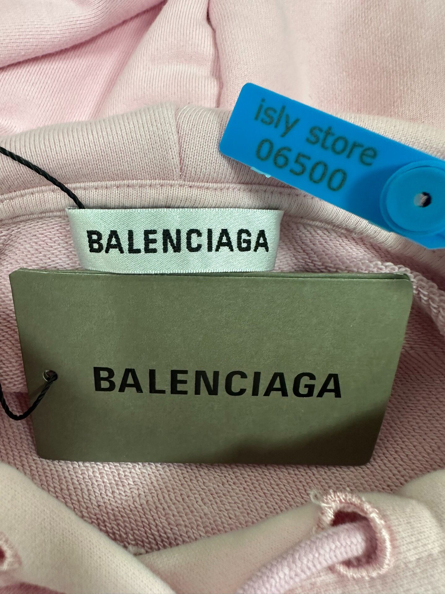 Balenciaga Pink Crew Logo Hoodie — label