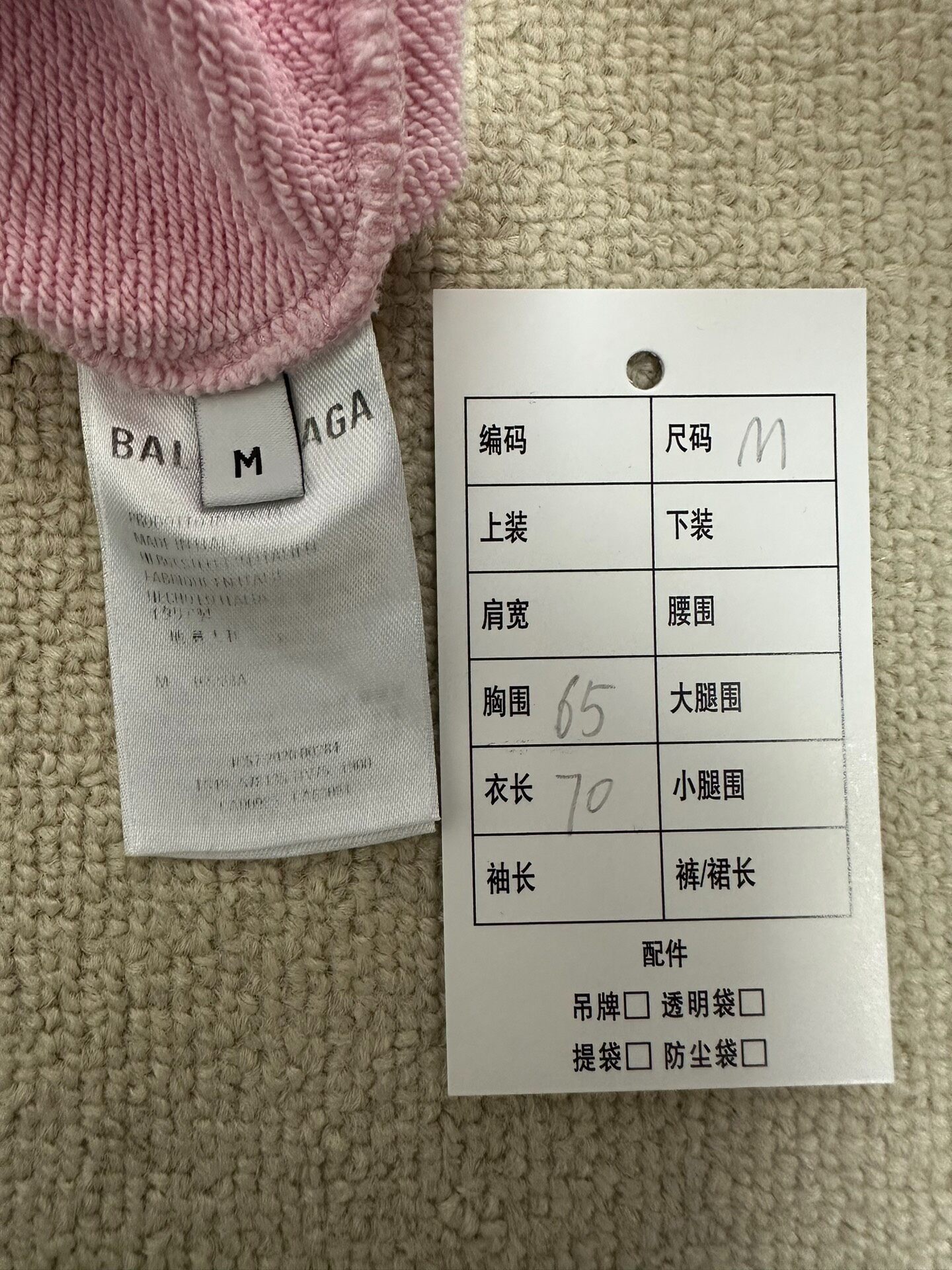 Balenciaga Pink Crew Logo Hoodie — back