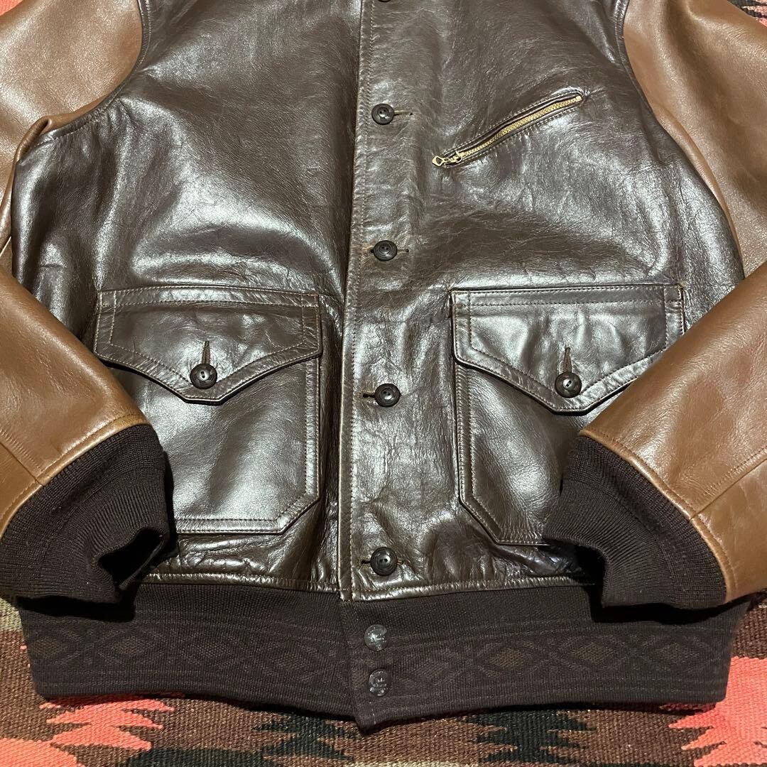 RRL A-1 Leather Bomber Jacket — detail