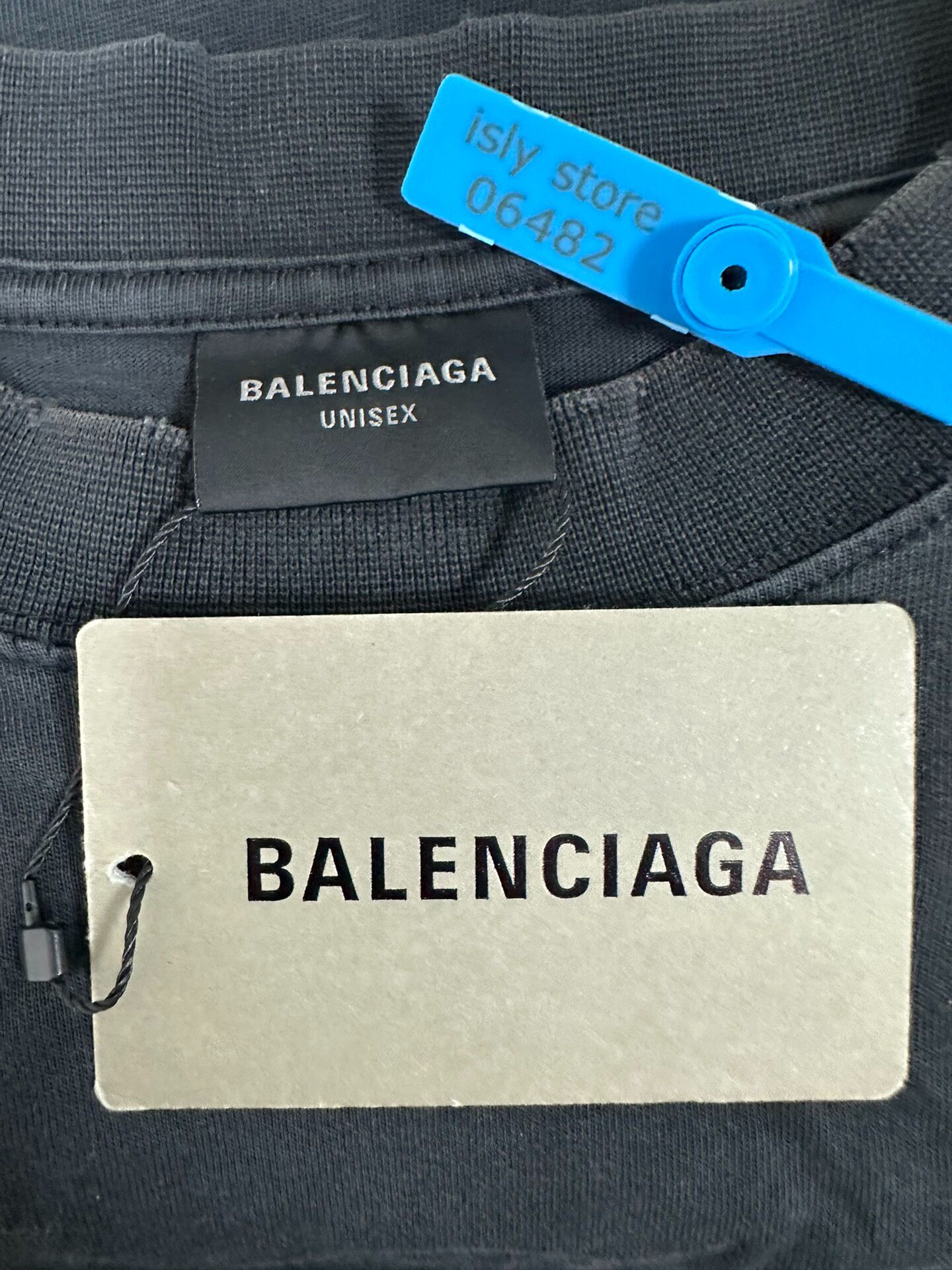 Balenciaga Men's Faded Logo Tee — label